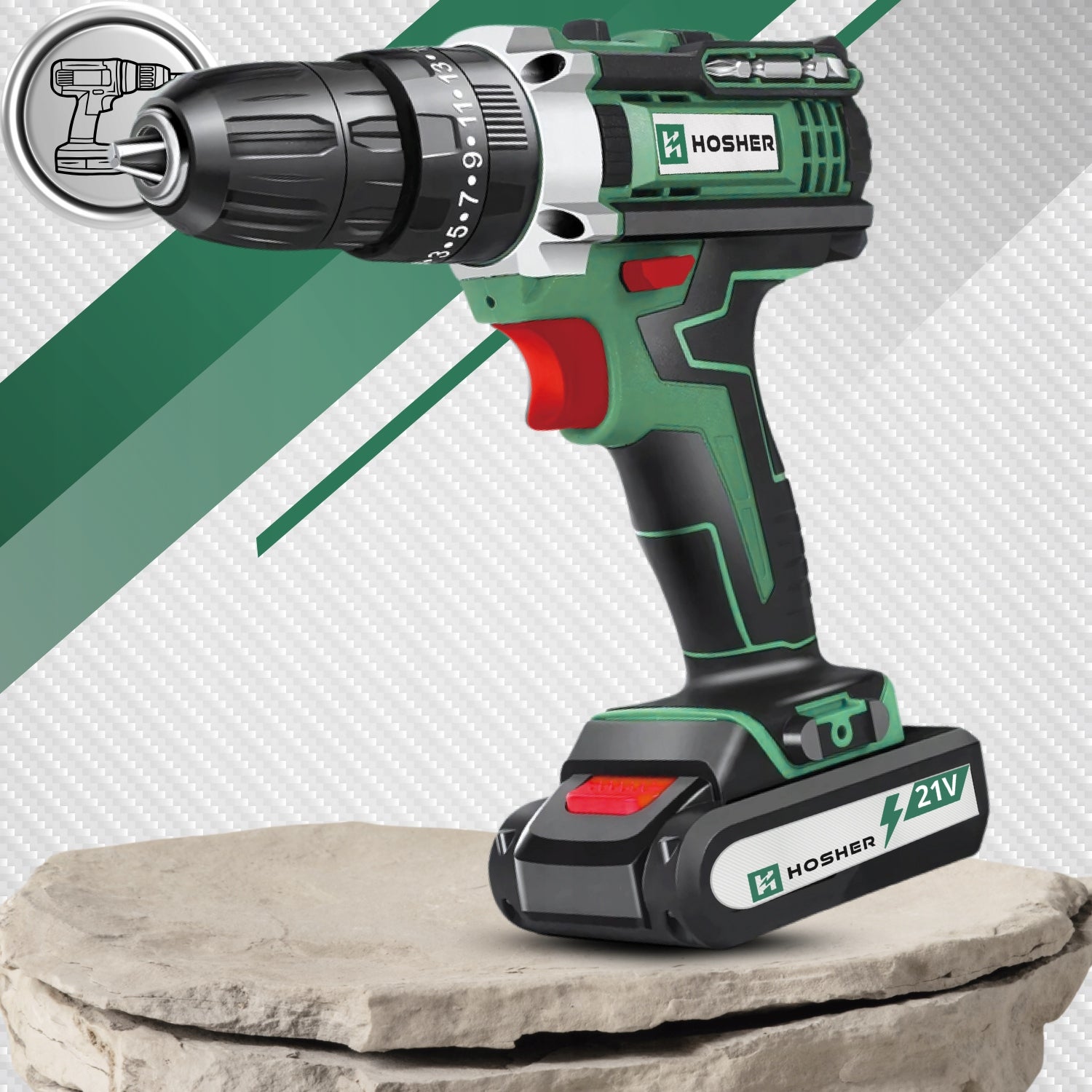 POWERFUL 2X AKU 21V CORDLESS IMPACT DRIVER DRILL CASE Packaging status original