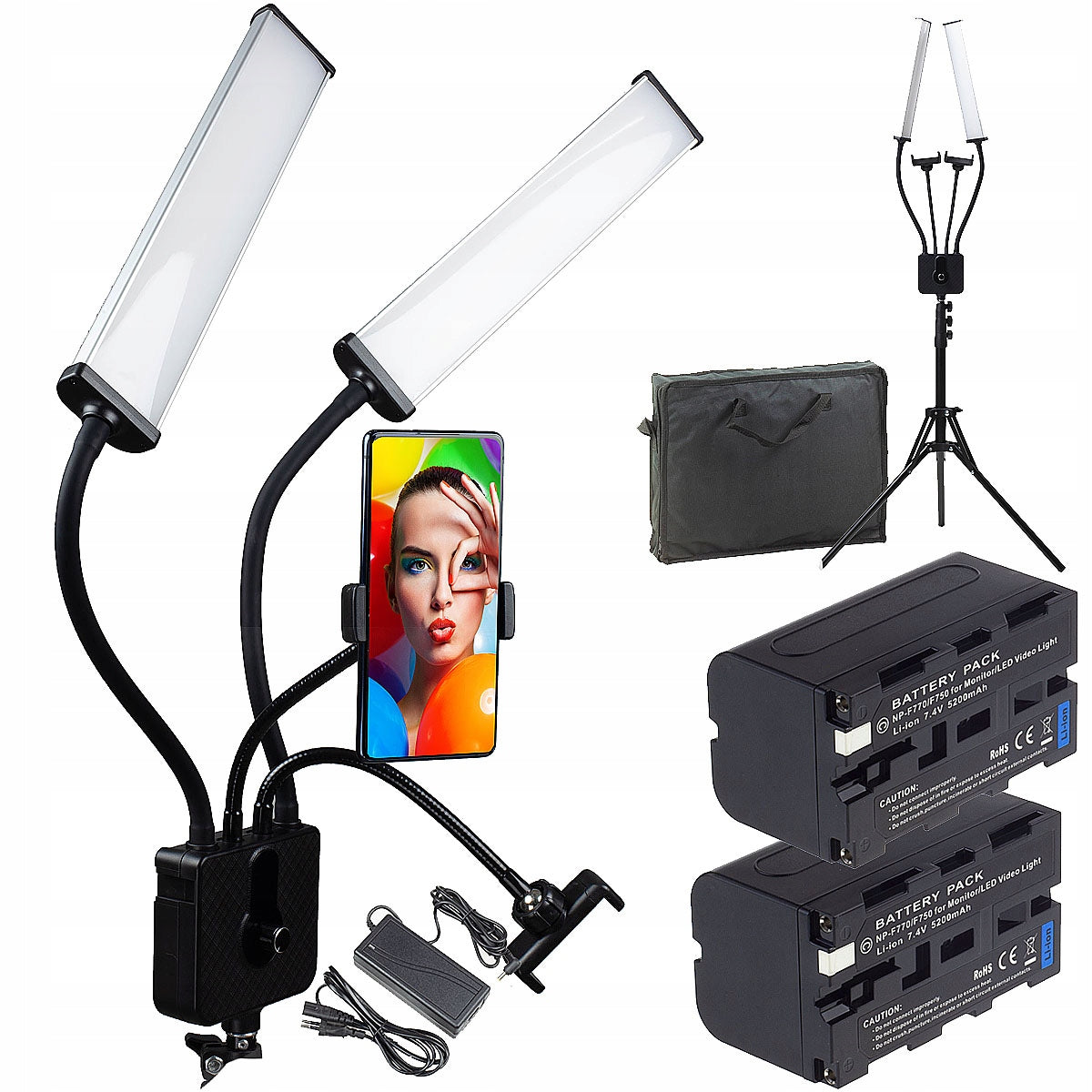POWERFUL 45W LED COSMETIC WORKSHOP LAMP + TRIPOD + 2 BATTERIES EAN (GTIN) 5907056703914