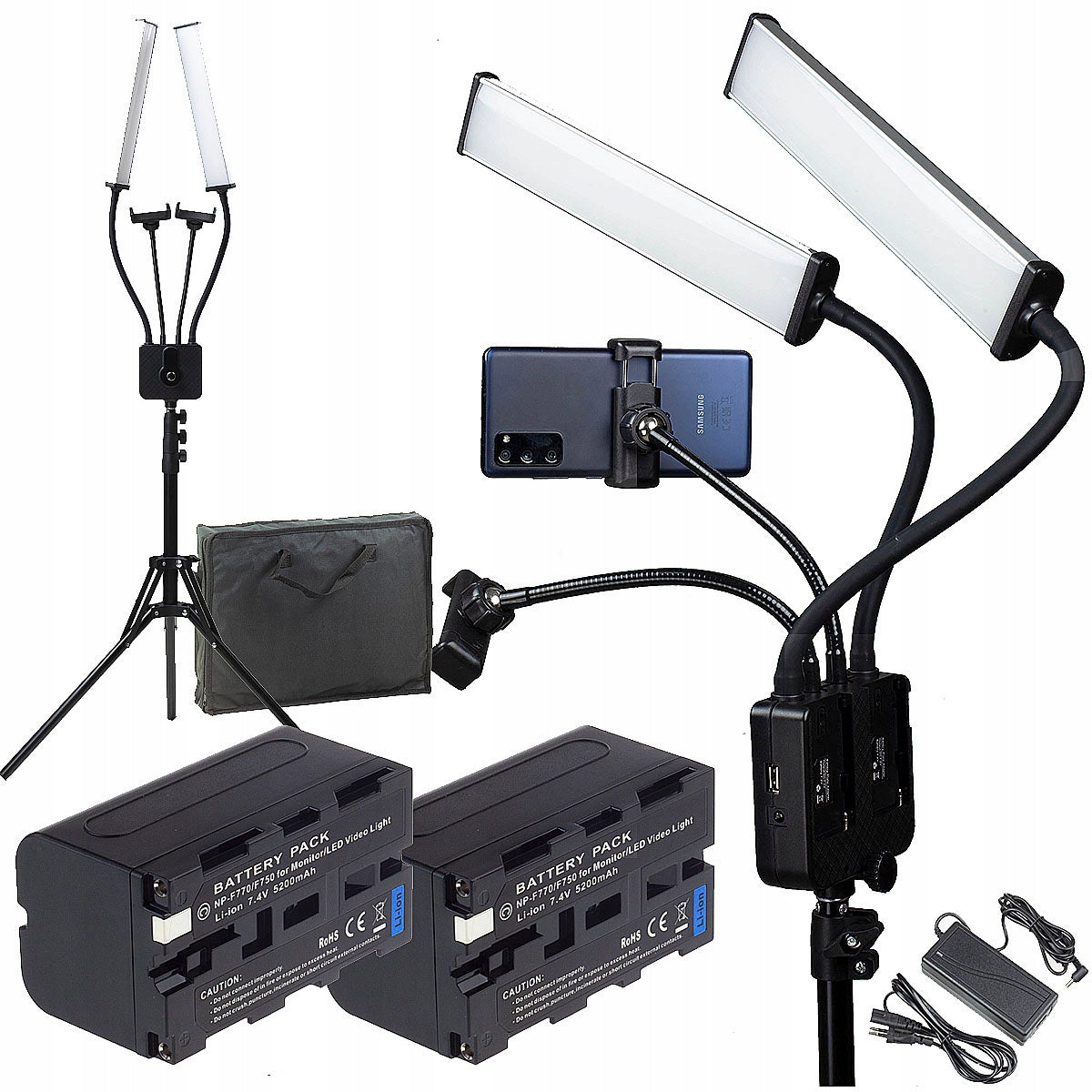 POWERFUL 45W LED COSMETIC WORKSHOP LAMP + TRIPOD + 2 BATTERIES