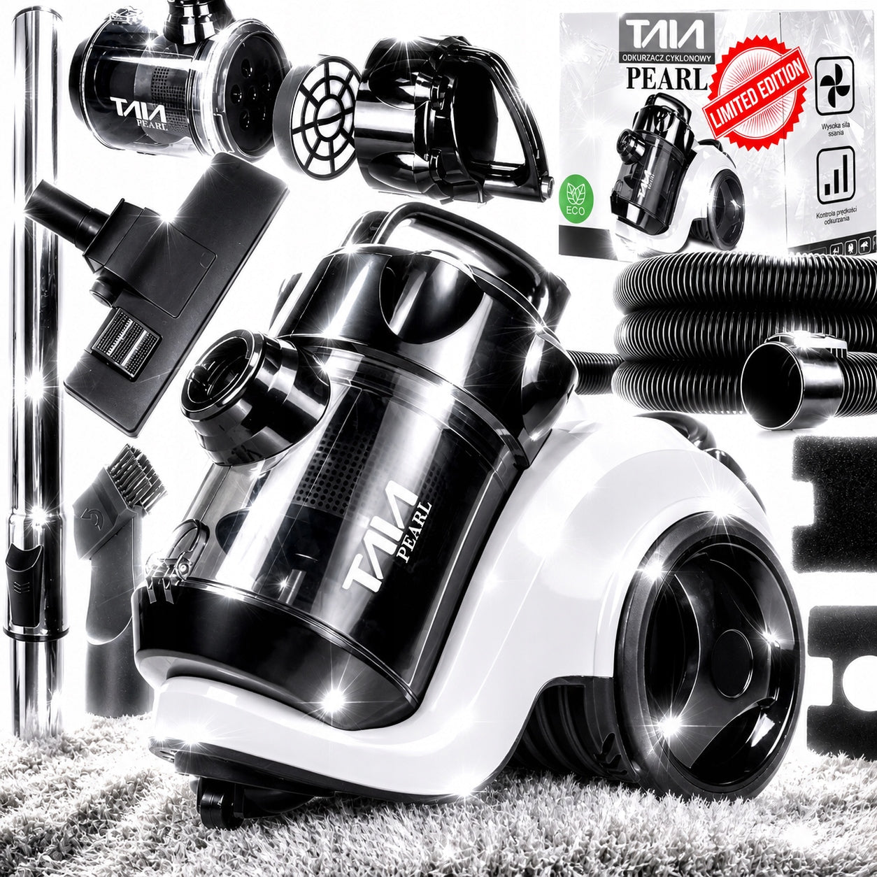 POWERFUL BAGLESS CYCLONE VACUUM CLEANER TAIA FILTER HEPA LIMITED EDITION TURBO