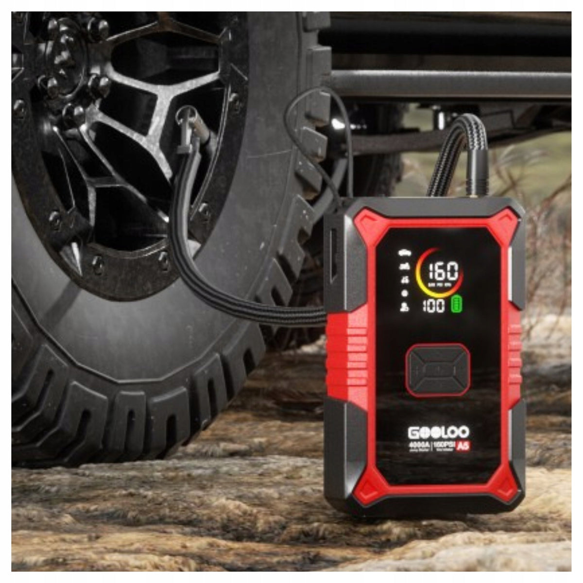 POWERFUL BOOSTER JUMP STARTER 4000A COMPRESSOR 11BAR Manufacturer code URZĄDZENIE ROZRUCHOWE Z POMPKĄ JUMP STARTER