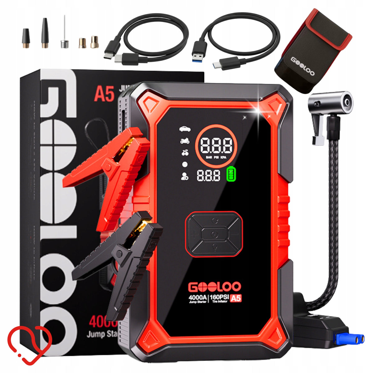 POWERFUL BOOSTER JUMP STARTER 4000A COMPRESSOR 11BAR