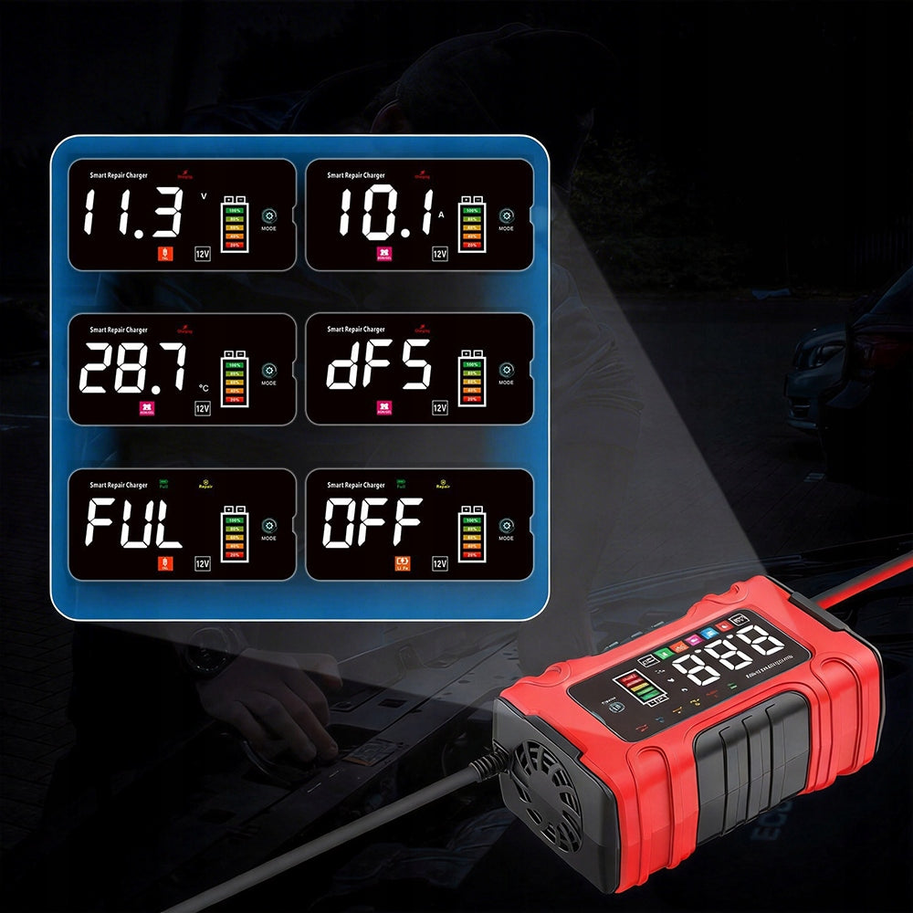 POWERFUL CAR LCD RECTIFIER 12V 24V BATTERY CHARGER AGM GEL Maximum amperage 10 A