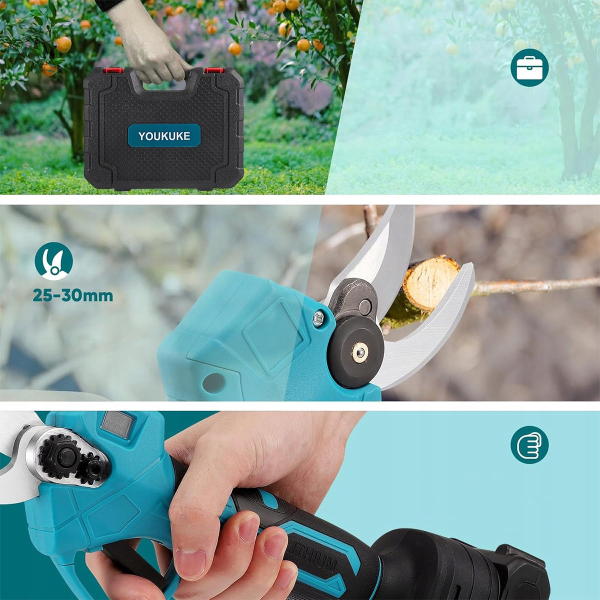 POWERFUL CORDLESS PRUNING SHEAR FOR GARDEN ELECTRIC BRANCHES + 2X BATTERY Brand no brand