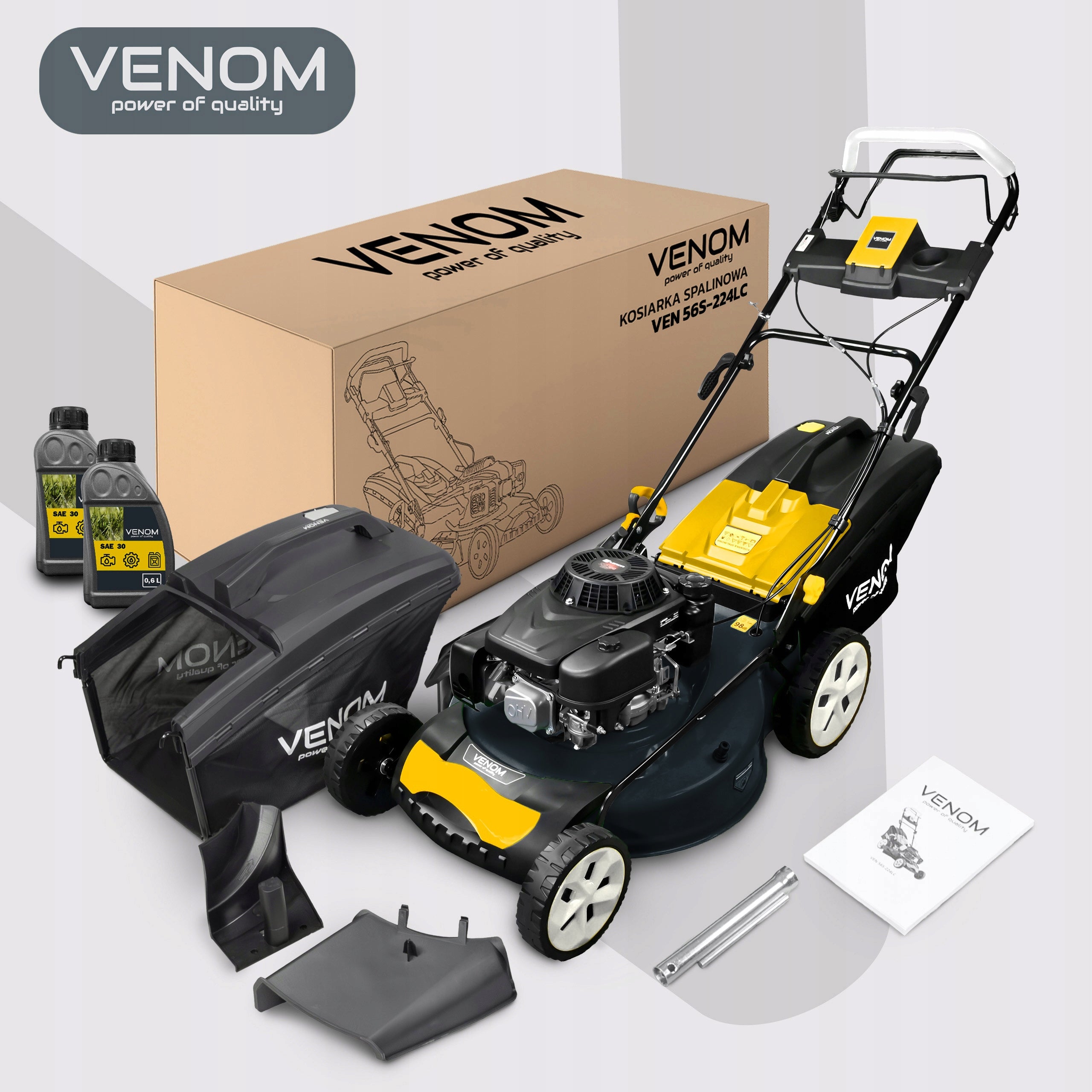 POWERFUL DIESEL MOWER VENOM 9in1 DRIVE MOTOR LONCIN 224cc LARGE 56cm Oil Manufacturer code KOSIARKA SPALINOWA VEN 56S-224LC LONCIN