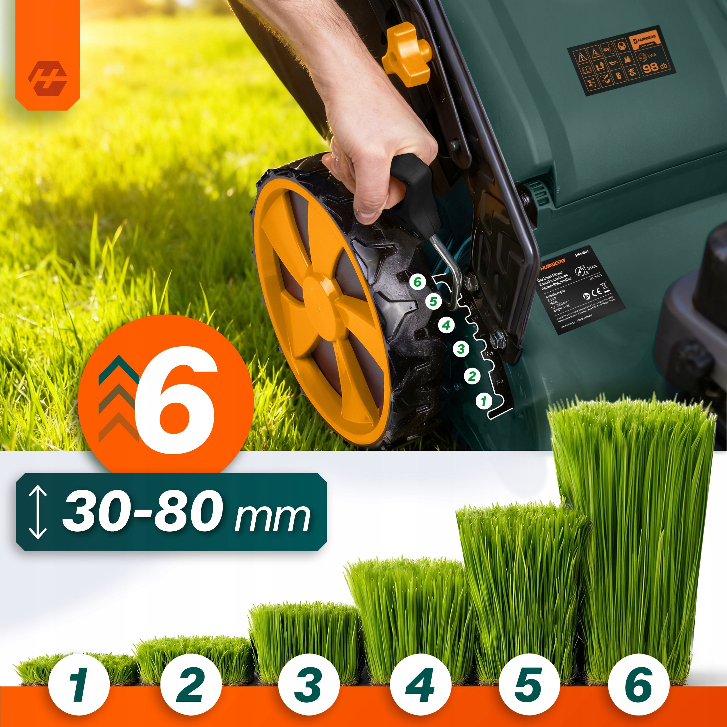 POWERFUL DIESEL MOWER WITH DRIVE 51cm 70l LONCIN 196cc MODEL 2026 + OIL Engine displacement 196 cm³