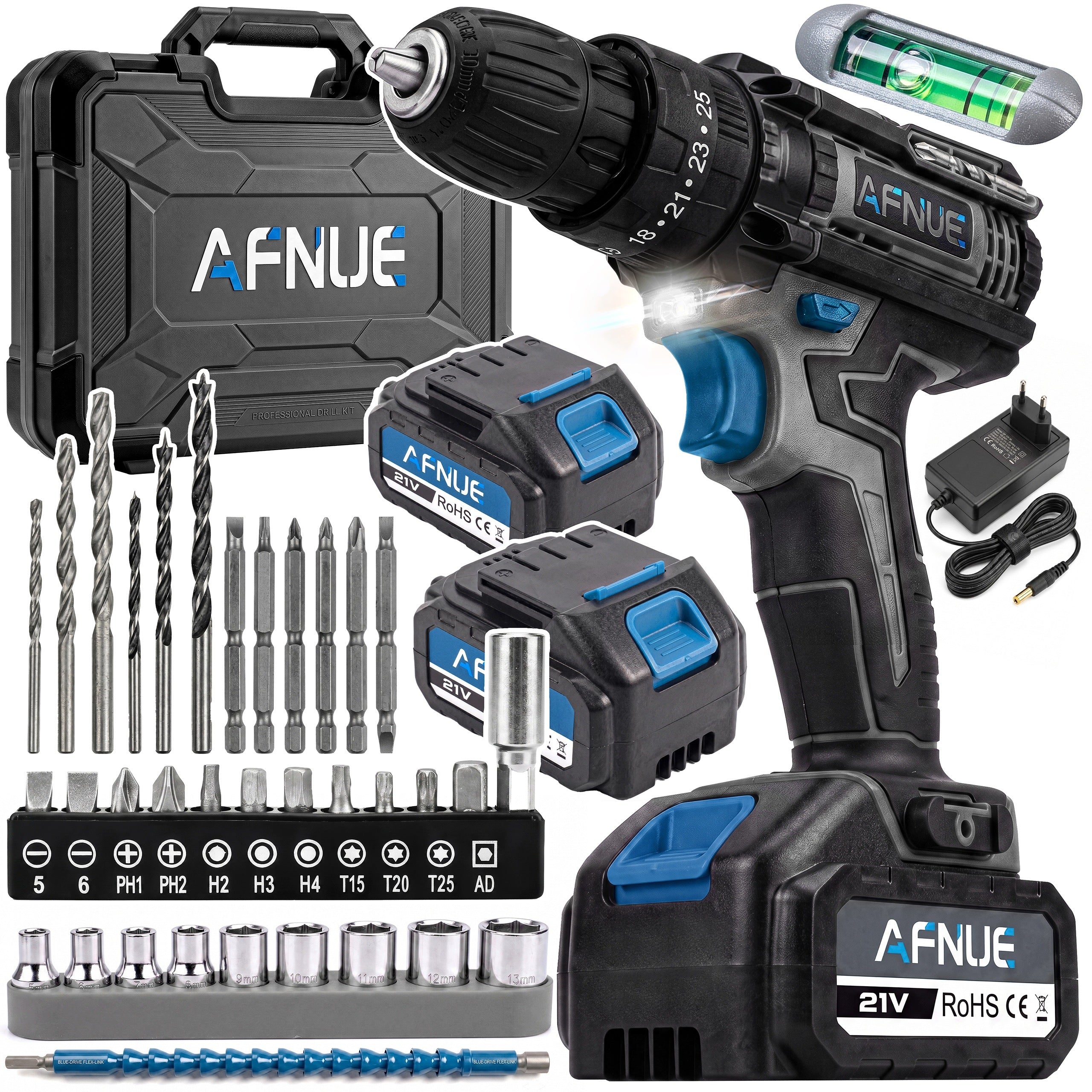 POWERFUL DRILL CORDLESS DRILL PRO 2X AKU SUITCASE 21V