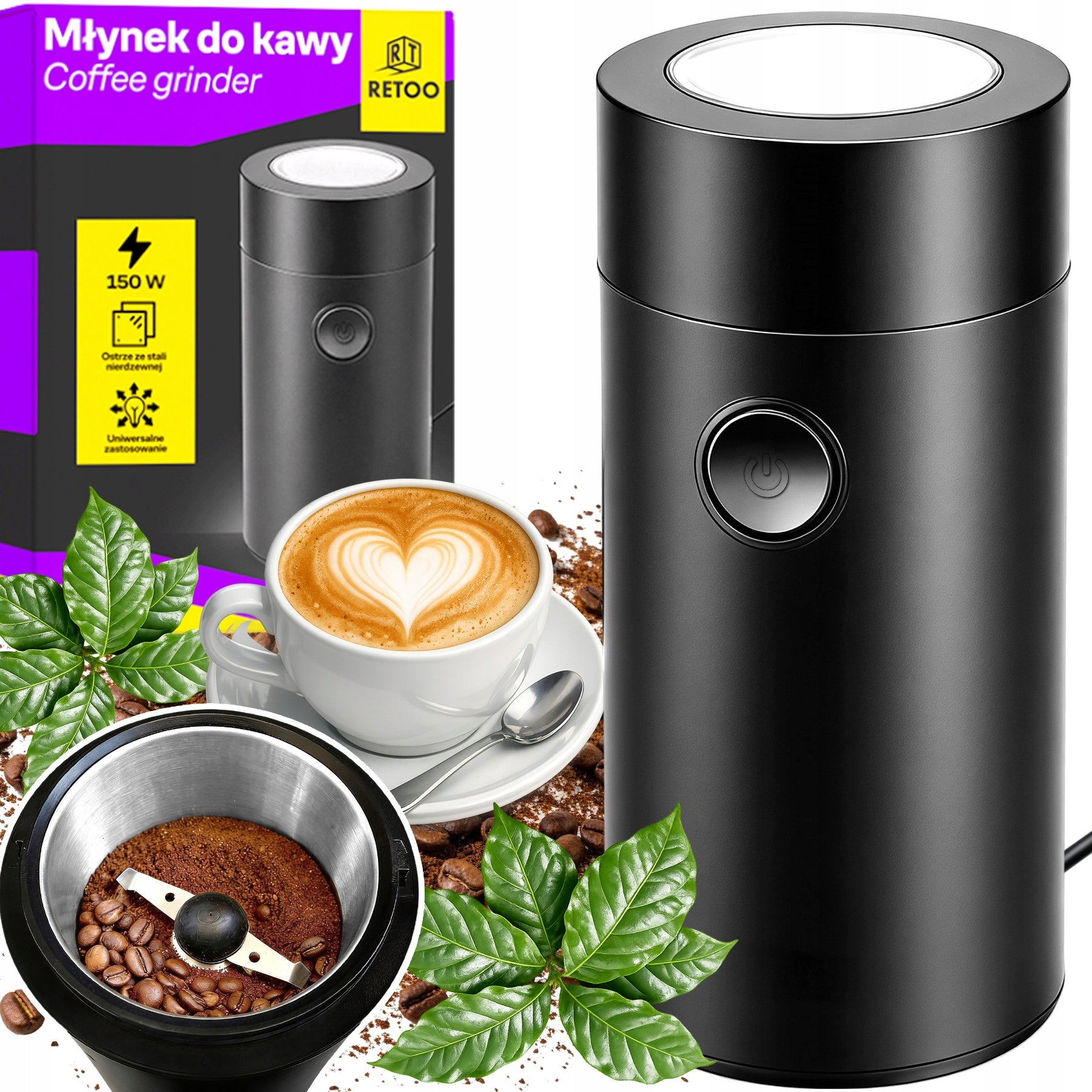 POWERFUL ELECTRIC GRINDER FOR GRINDING COFFEE SUGAR NUTS GRAIN GRINDER 150W