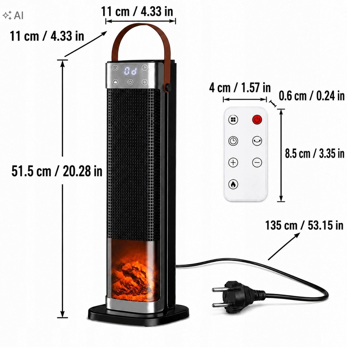POWERFUL FAN HEATER COLUMN HEATER 2000W CERAMIC ECONOMICAL Manufacturer code TAI 071L
