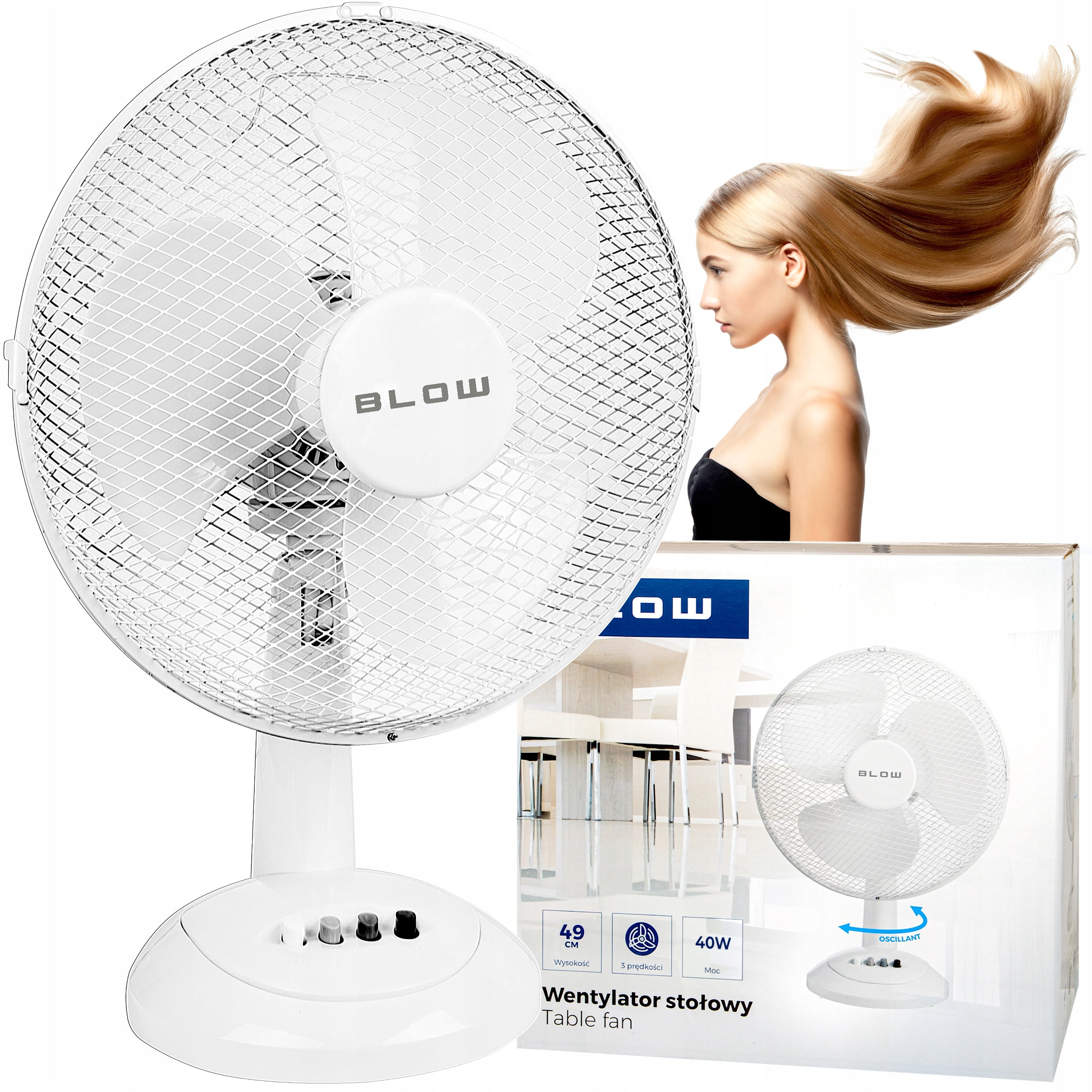 POWERFUL FAN SILENT ROTARY DESK FAN 3 MODES OSCILLATION 40W 30CM