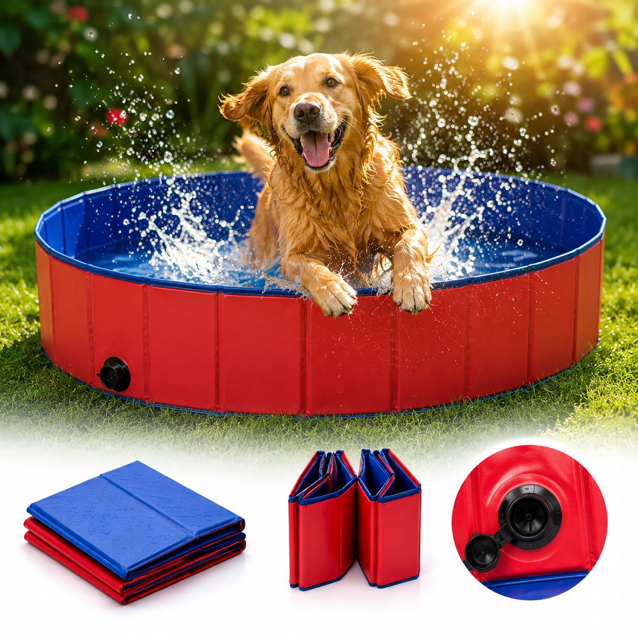 POWERFUL GARDEN ANIMAL DOG POOL FOR COOLING WASHING FOLDING 80x30cm XL