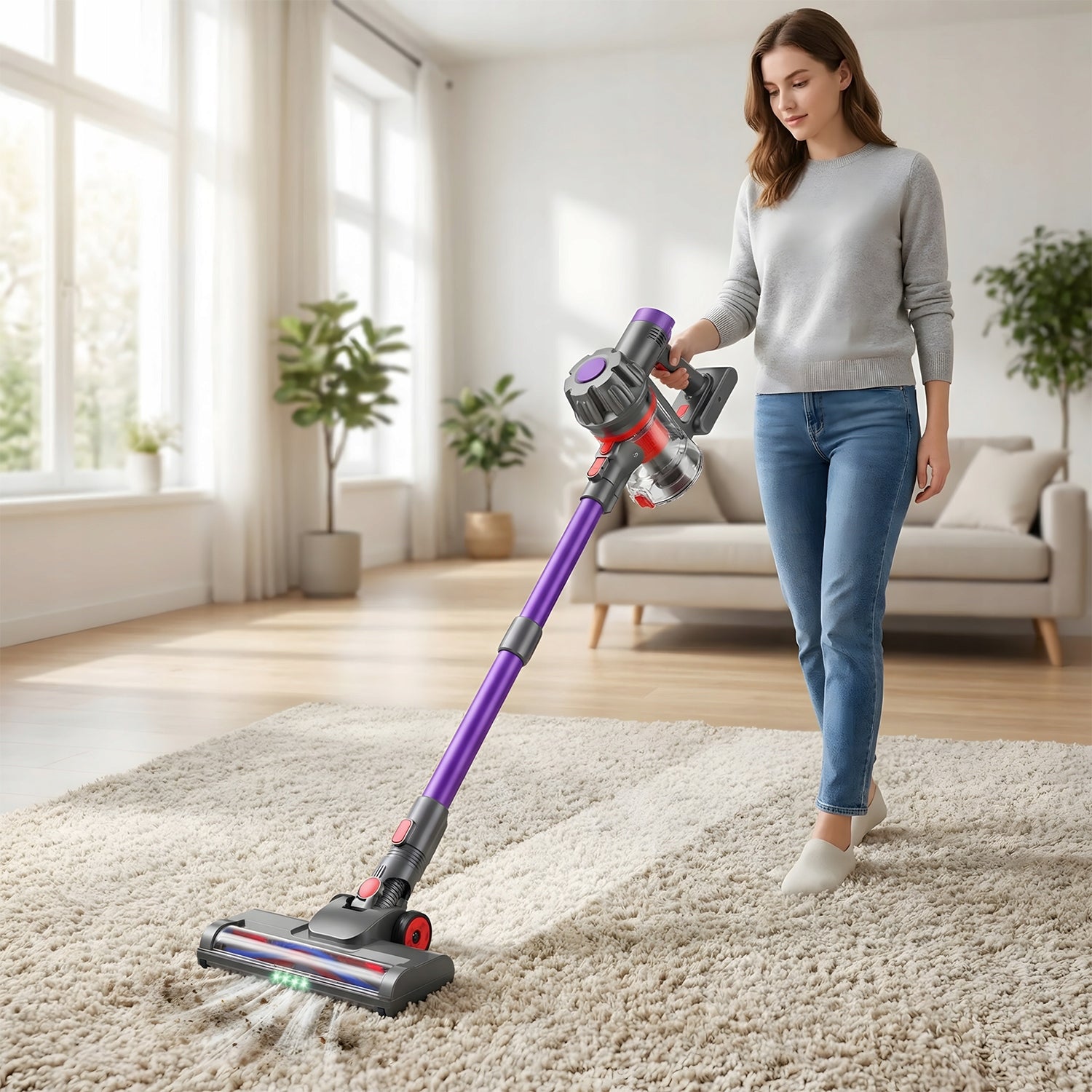 POWERFUL HANDHELD VACUUM CLEANER 4IN1 CORDLESS VERTICAL 38KPA CYCLONE 450W LED Product weight with unit packaging 2.8 kg