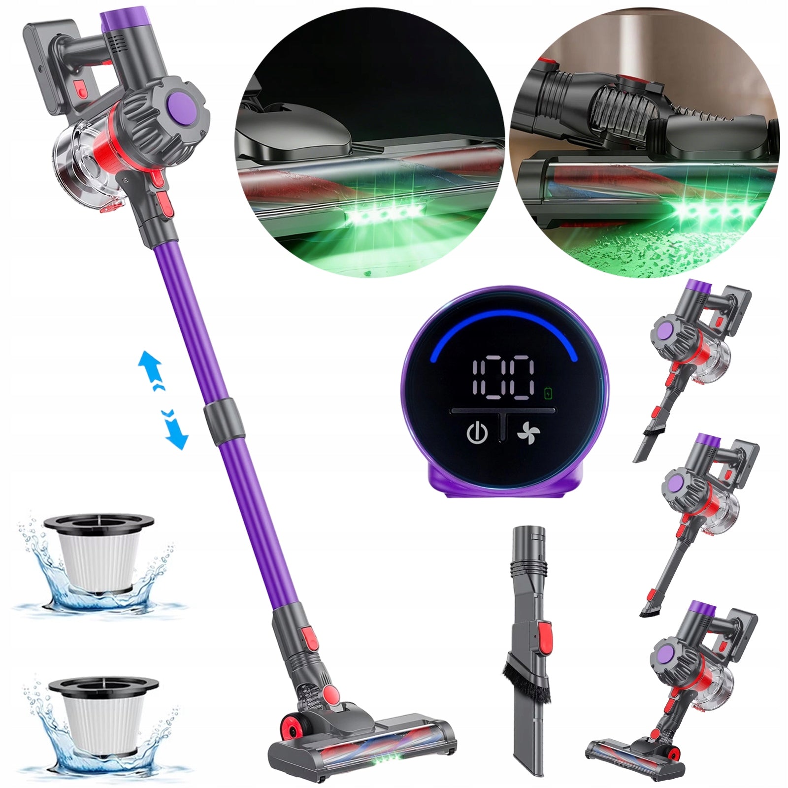 POWERFUL HANDHELD VACUUM CLEANER 4IN1 CORDLESS VERTICAL 38KPA CYCLONE 450W LED