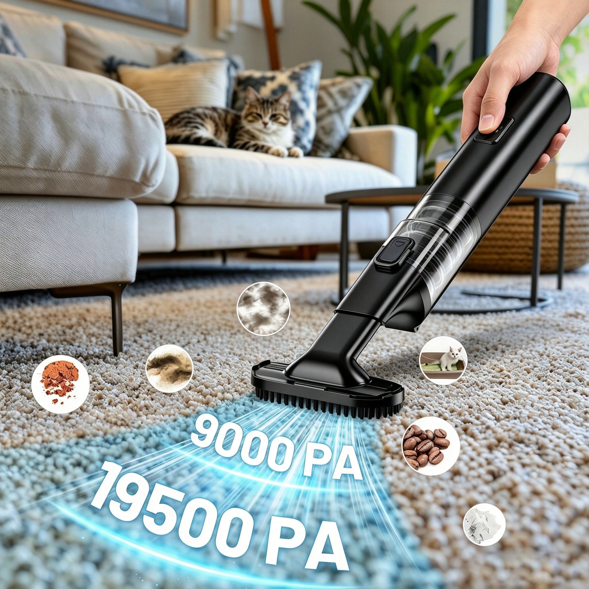 POWERFUL HANDHELD VACUUM CLEANER CORDLESS CAR 4in1 160W Manufacturer code TN-VACUUMCLEANER-2776