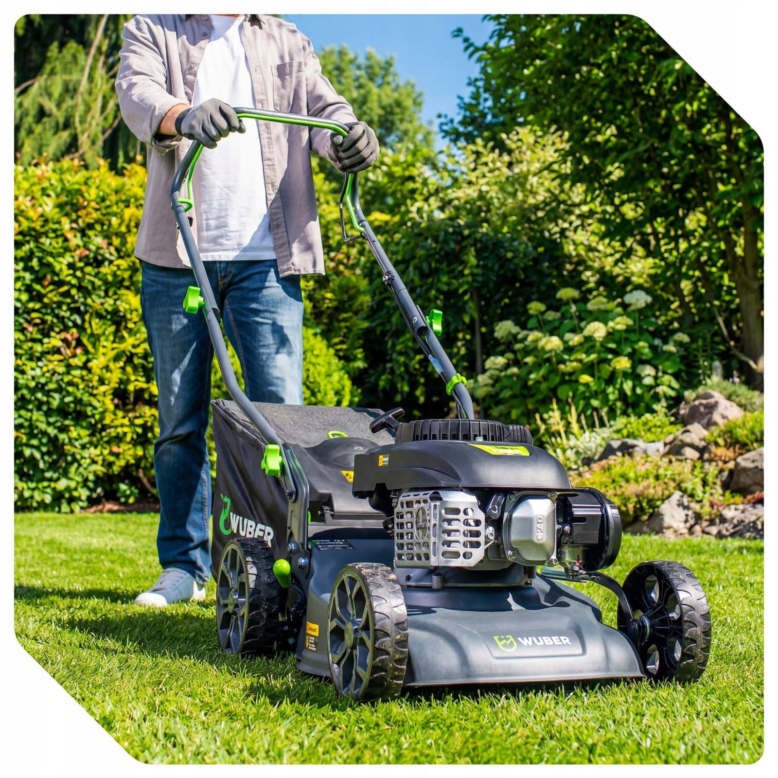 POWERFUL PETROL MOWER 3KM DRIVE ENGINE OHV+OIL 45L HEIGHT ADJUSTMENT 2IN1 Packaging status original