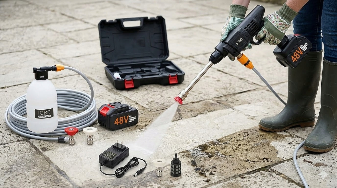 POWERFUL PRESSURE WASHER Cordless 48V 2x Aku SET Foamer Suitcase Operating pressure 60 bar