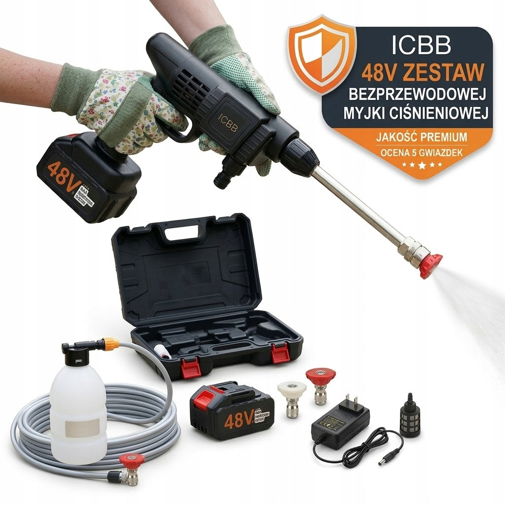 POWERFUL PRESSURE WASHER Cordless 48V 2x Aku SET Foamer Suitcase Packaging status original