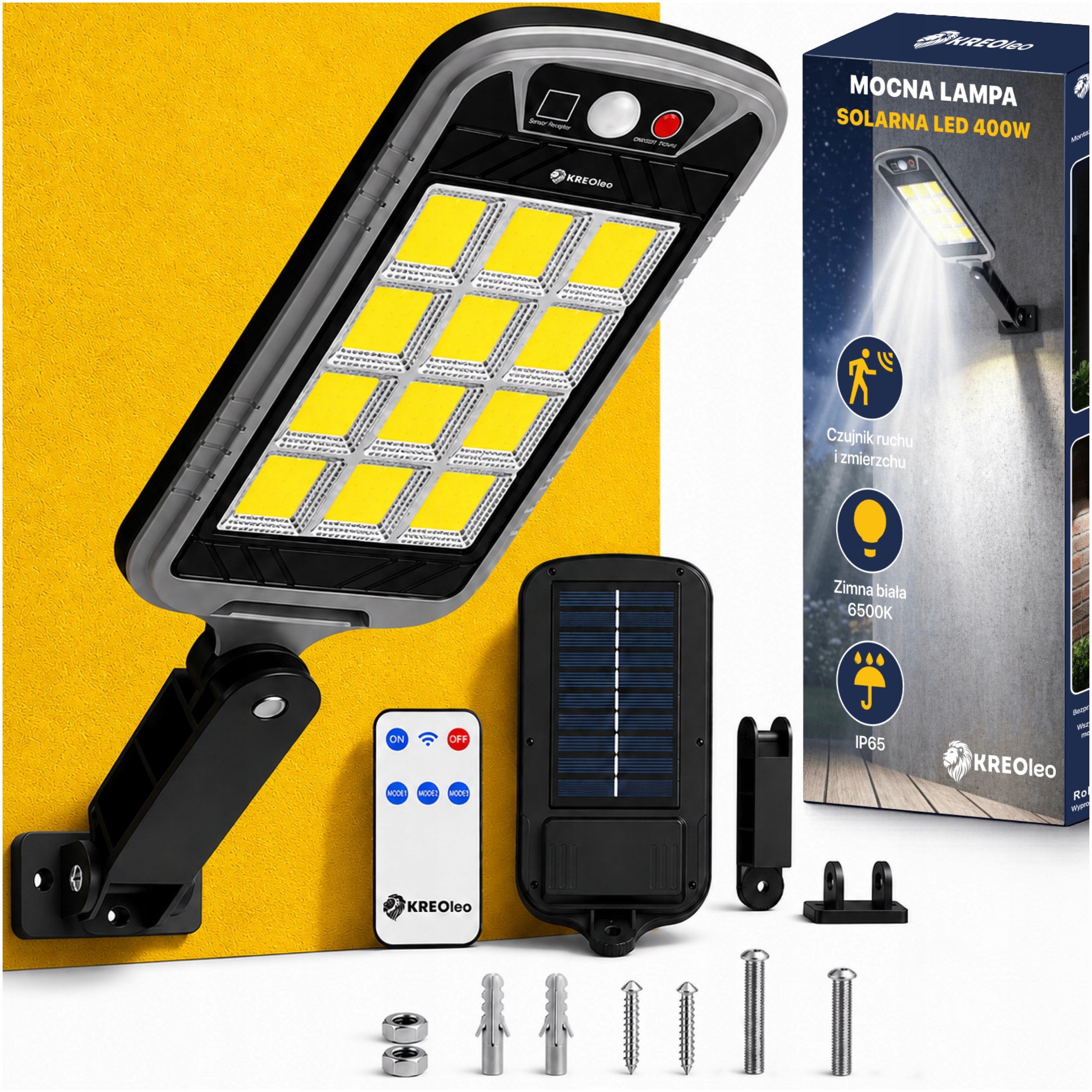 POWERFUL SOLAR LED LAMP 400W STREET WITH DUSK AND MOTION SENSOR REMOTE CONTROL