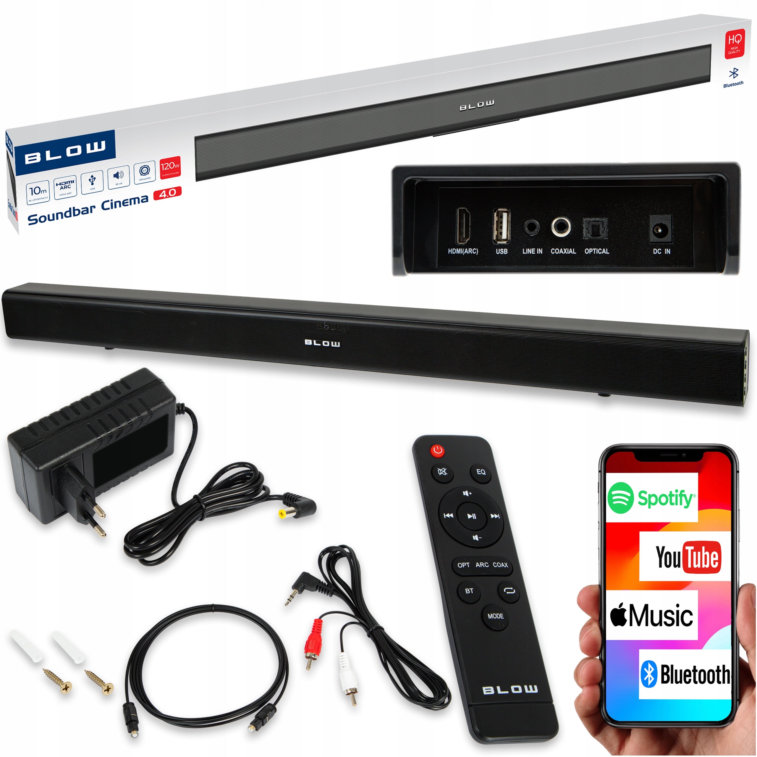 POWERFUL SOUNDBAR BLUETOOTH SPEAKER USB HDMI TV 120W AUX SET