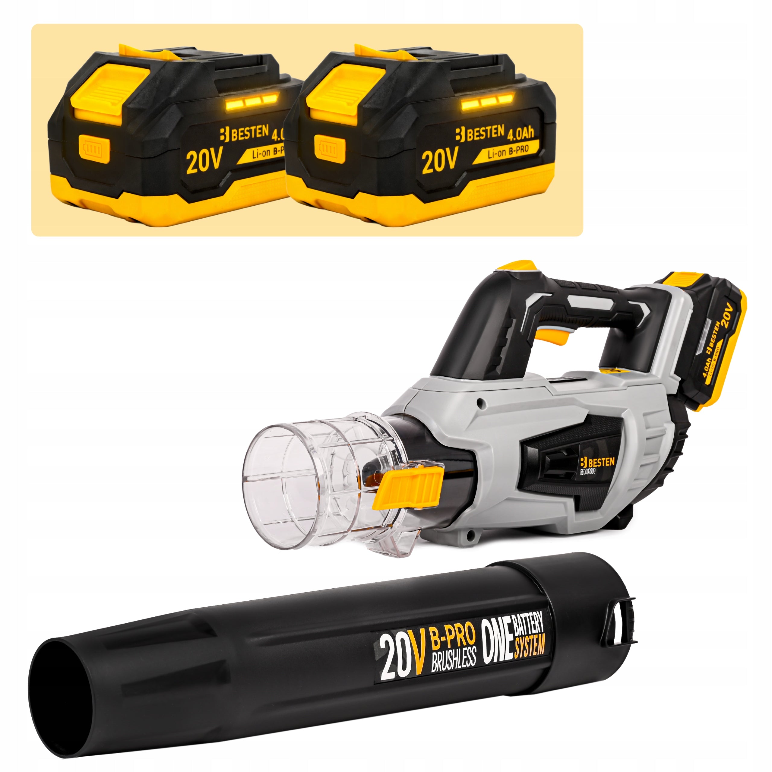 POWERFUL TURBO CORDLESS BLOWER FOR GARDEN LEAVES 4.0Ah 161km/h BESTEN Power supply rechargeable battery
