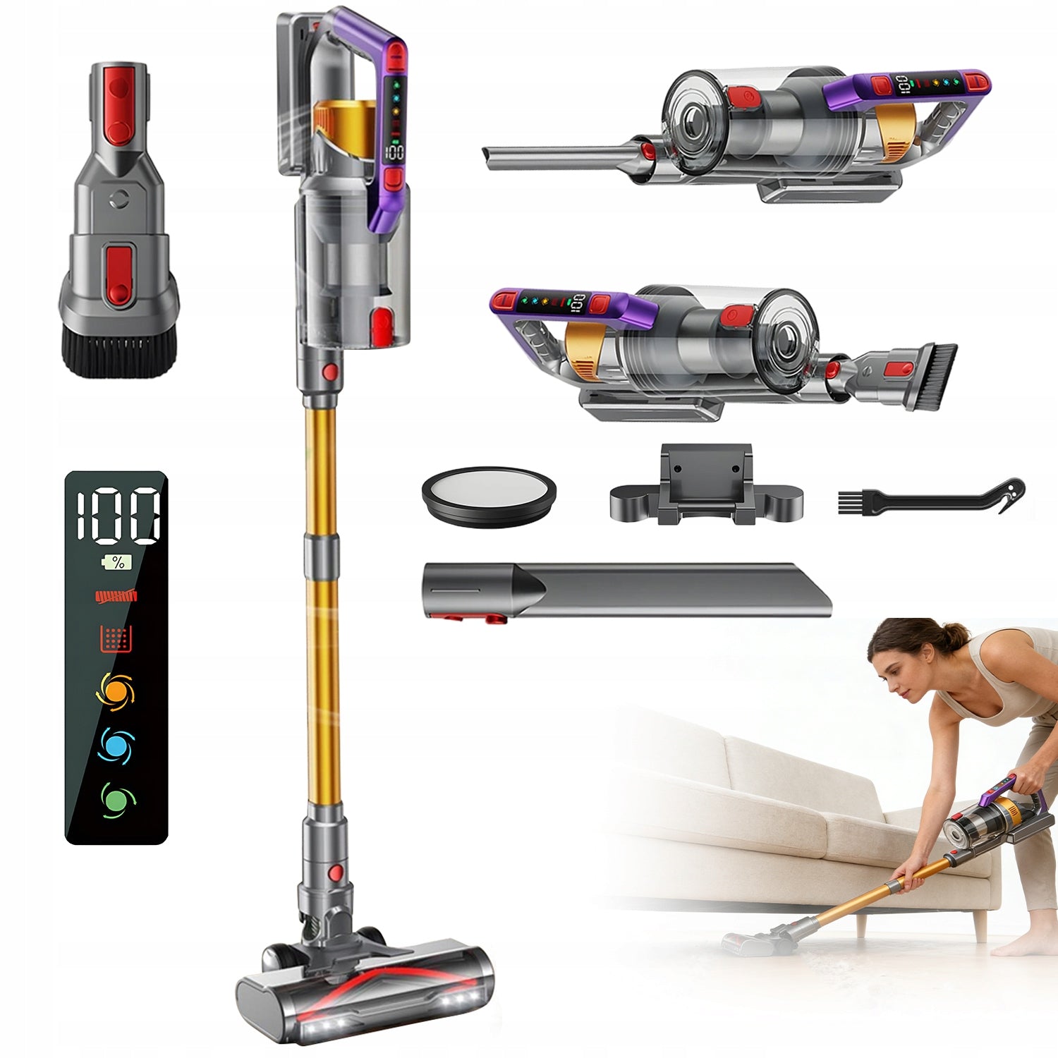 POWERFUL UPRIGHT CORDLESS VACUUM CLEANER FOR HOME 350W 29KPA
