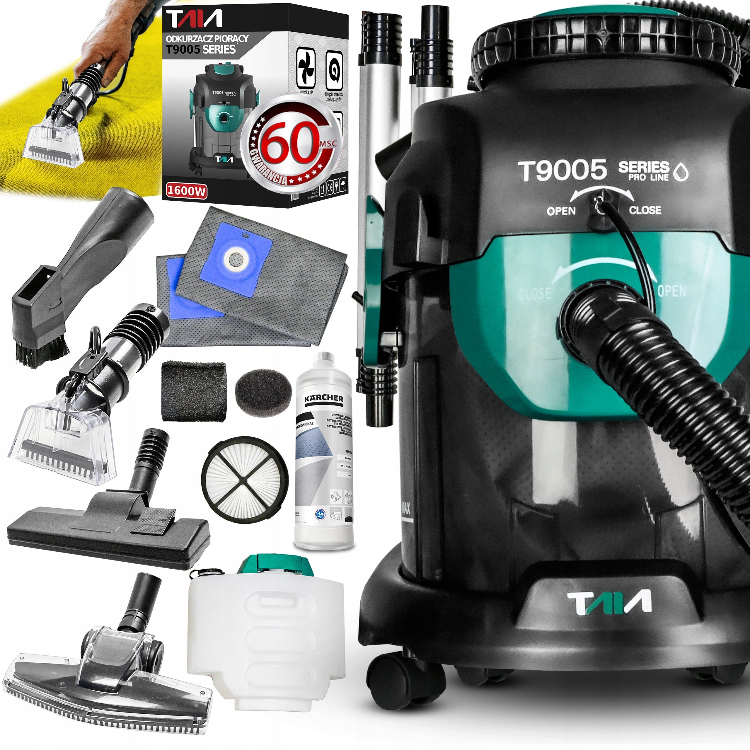 POWERFUL WET WASHER TAIA 2200 W VACUUM CLEANER FOR UPHOLSTERY CARPETS Packaging status original