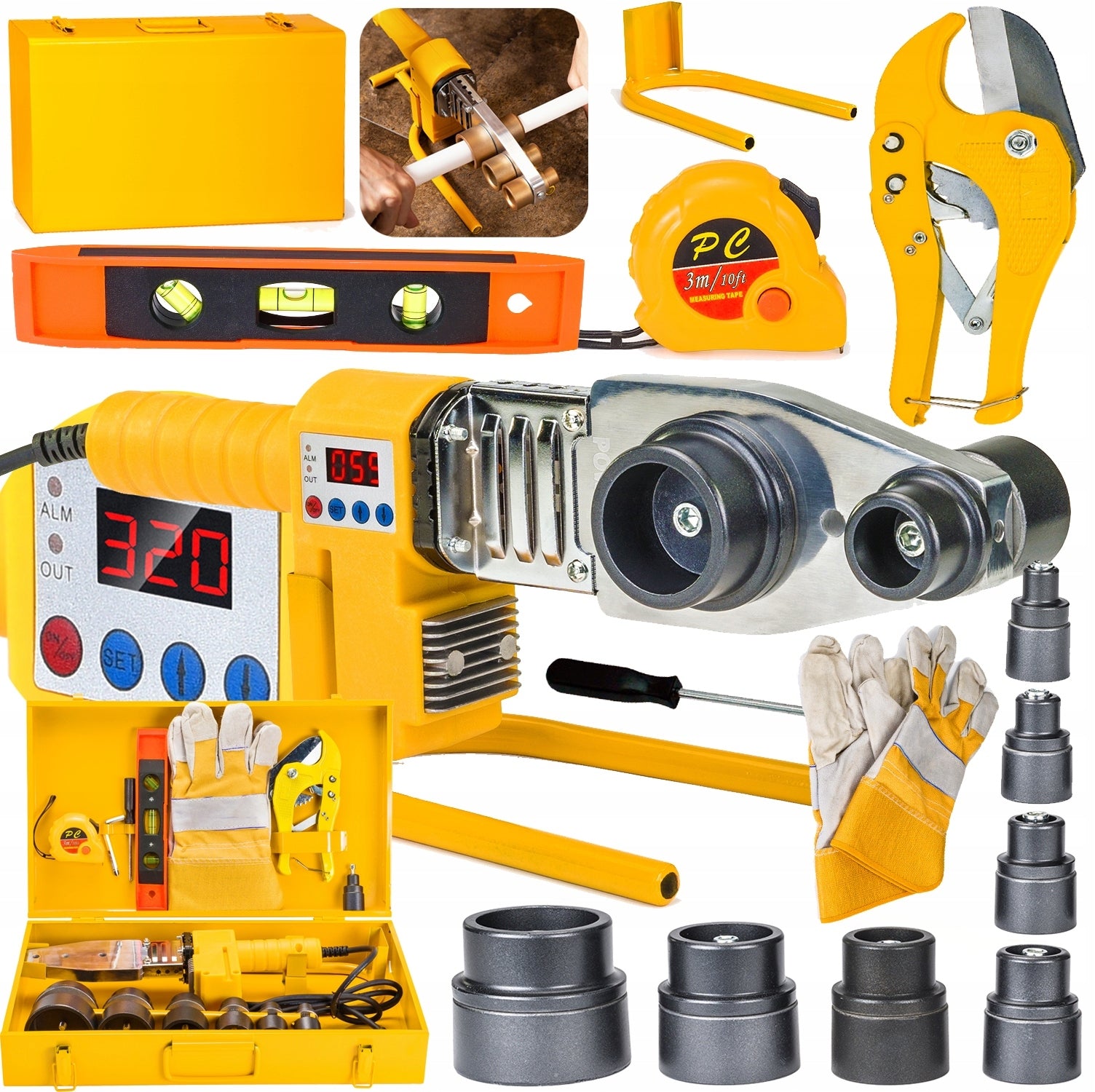 PP PVC PIPE LCD WELDING MACHINE DIES 16-63mm 2800W POLYFUSION DISPLAY