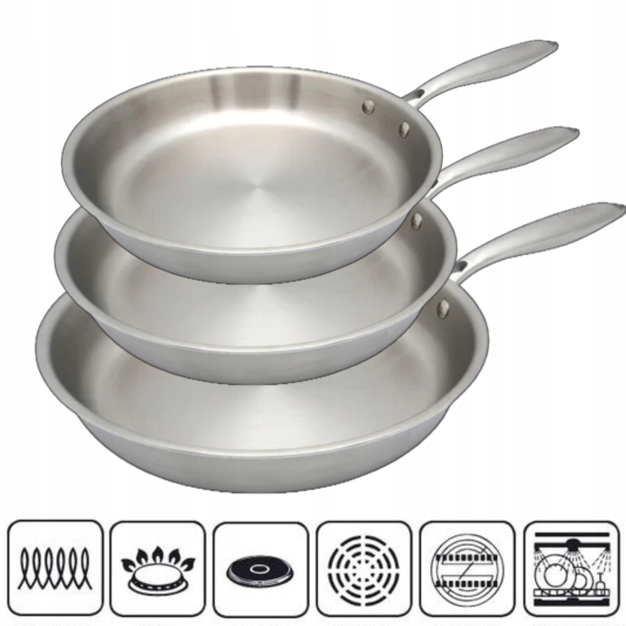 PRACTICAL SET OF PANS 20,24,28cm GASTRONOMIC GAS INDUCTION DISHWASHER Packaging status original