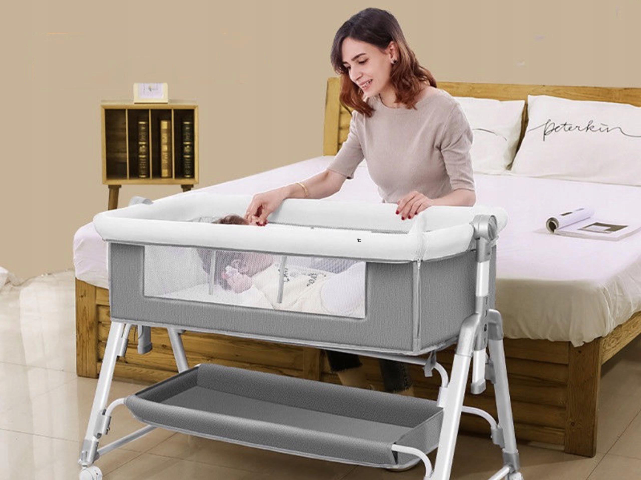 PREMIUM HQ COT FOLDING TRAVEL CRADLE MOSQUITO NET BASKET PINK Color pink