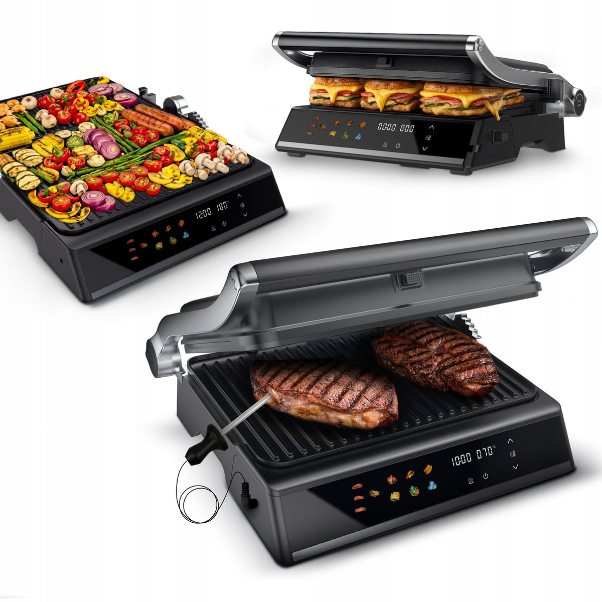 PREMIUM LARGE ELECTRIC GRILL FOLDING TOASTER OVEN FOR PANINI TOASTER 2000W