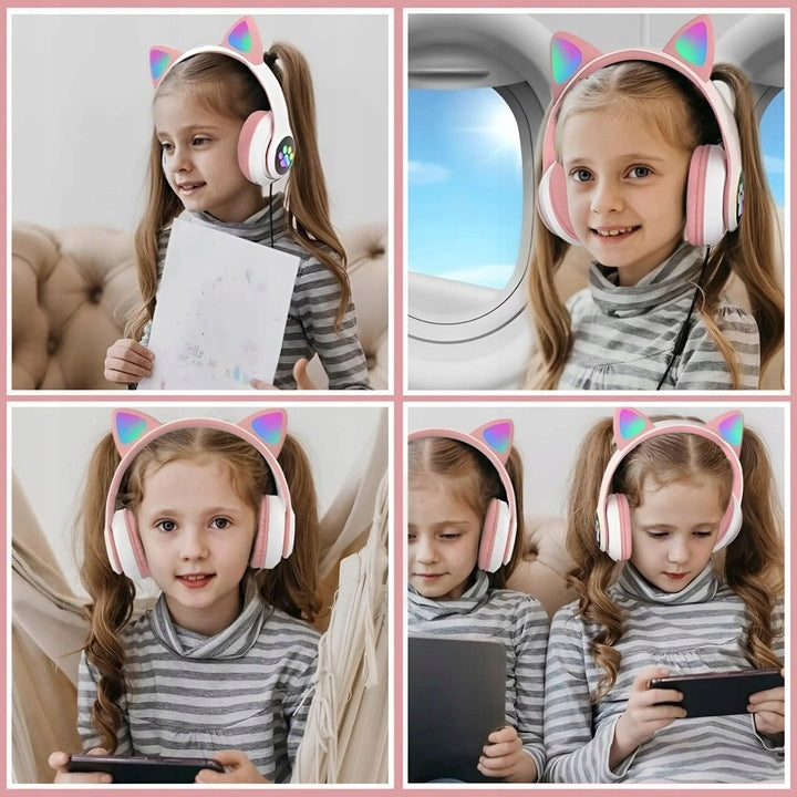 PREMIUM WIRELESS ON-EAR HEADPHONES FOR KIDS RGB CAT EARS BT LED Brand no brand
