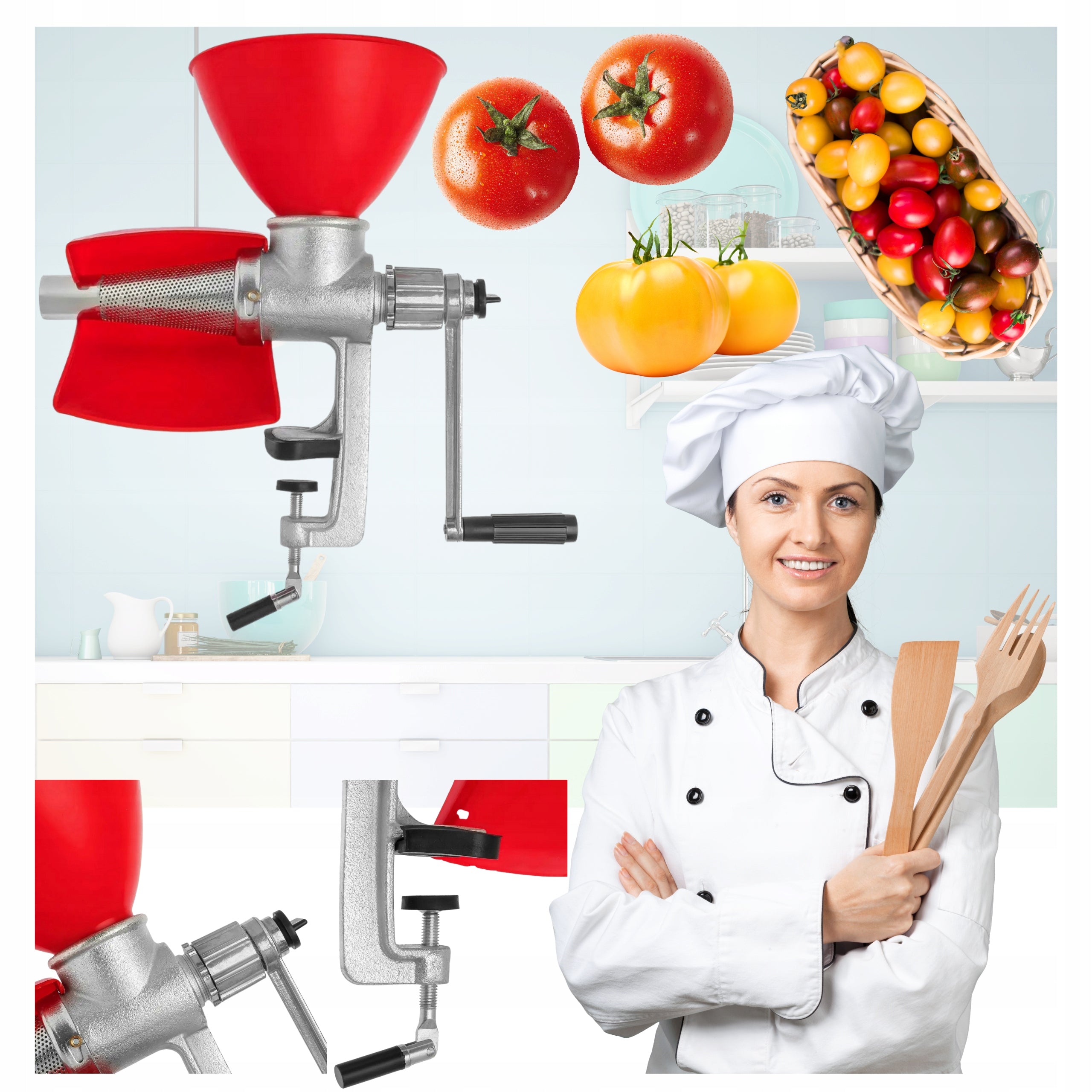 PRESS TOMATO PUREE MACHINE VEGETABLE FRUIT JUICER CAST IRON