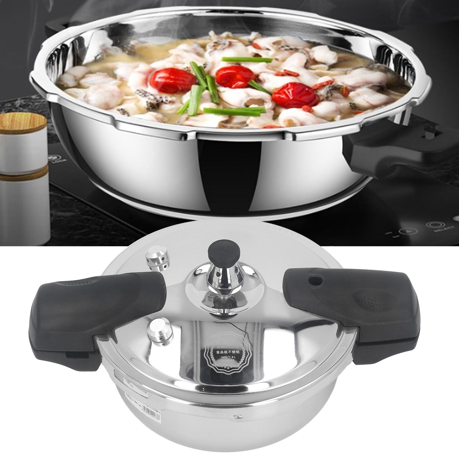 PRESSURE COOKER 1.8L FOR GAS INDUCTION PRESSURE POT FOR FAST COOKING Capacity 1.8 l