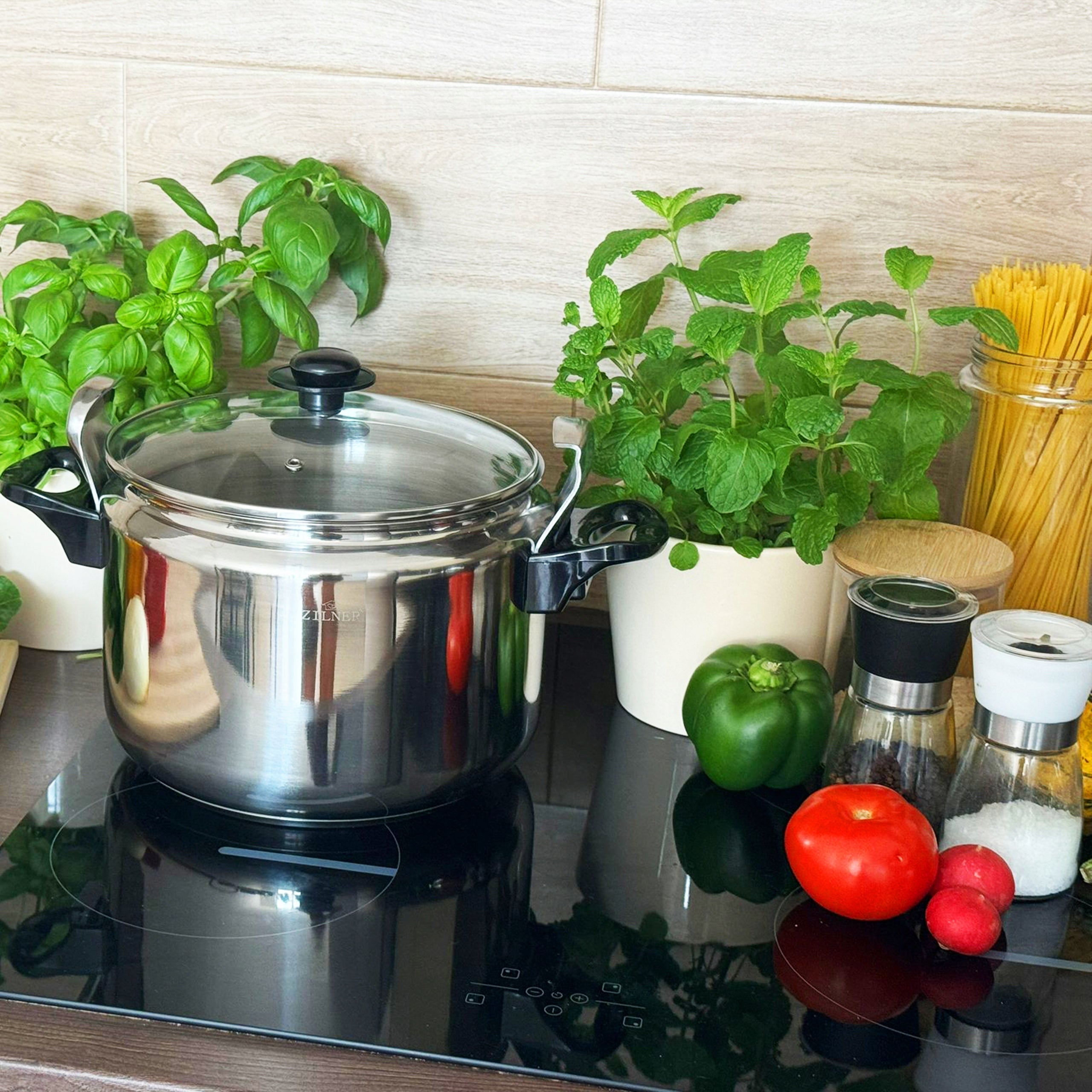 PRESSURE COOKER 9L PRESSURE POT FOR INDUCTION / GAS + LID 2in1 ZILNER Manufacturer code ZL-5103