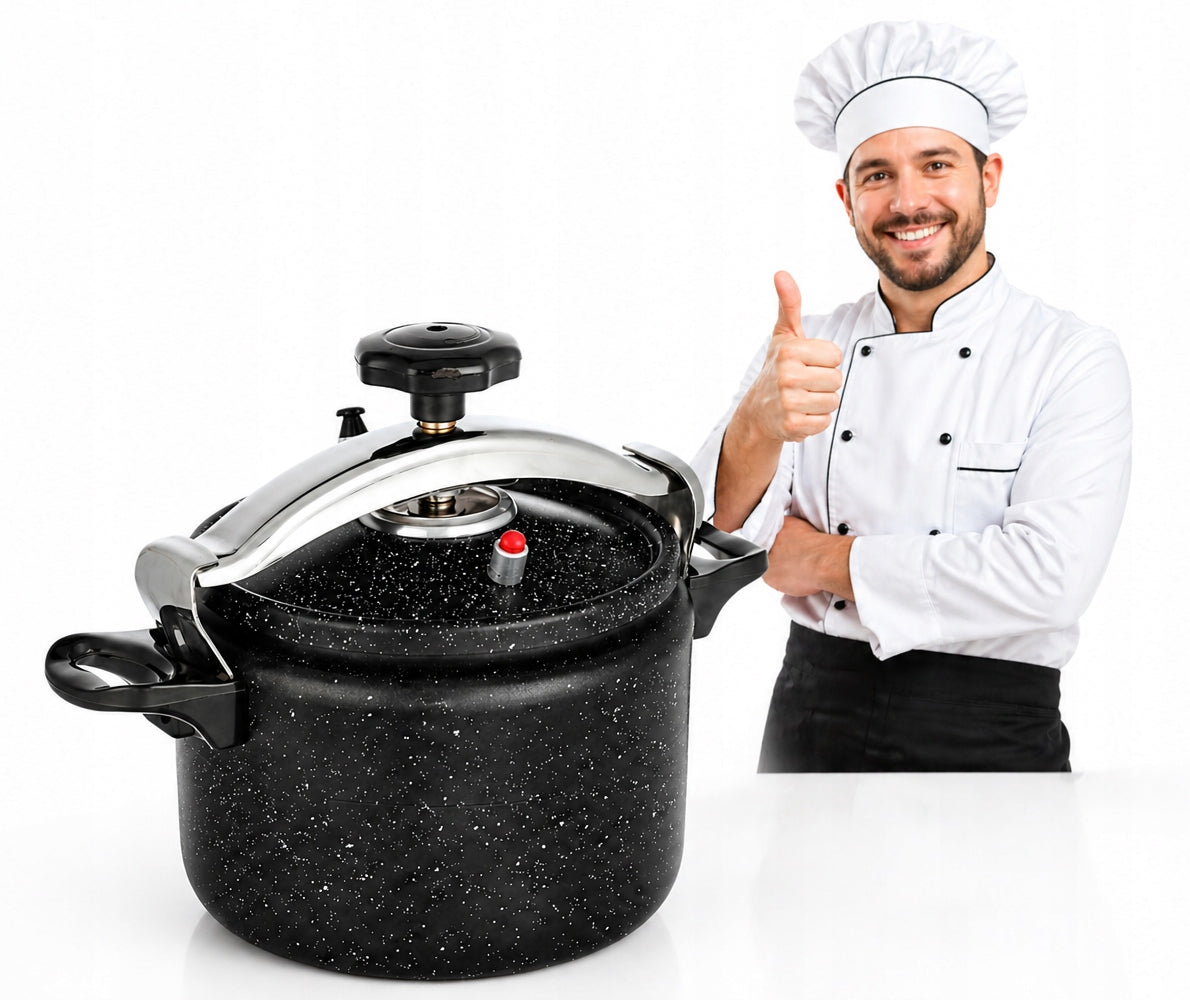 PRESSURE COOKER MAPLEBERG 7 LITERS POT STEEL PRESSURE LID BLACK