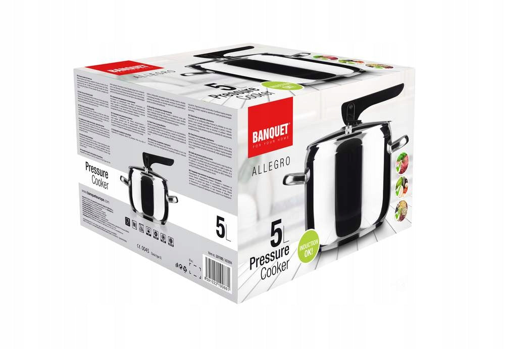 PRESSURE COOKER STEAM POT 5 L induction for fast pressure cooking Brand Banquet