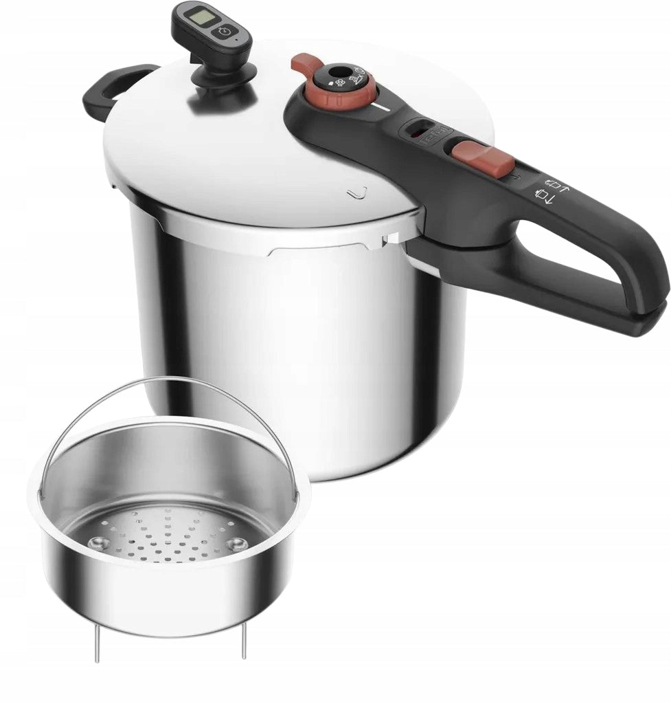 PRESSURE COOKER TEFAL SECURE CHRONO NEO CLOCK BASKET P2594401 LARGE 8L INDUCTION Packaging status original
