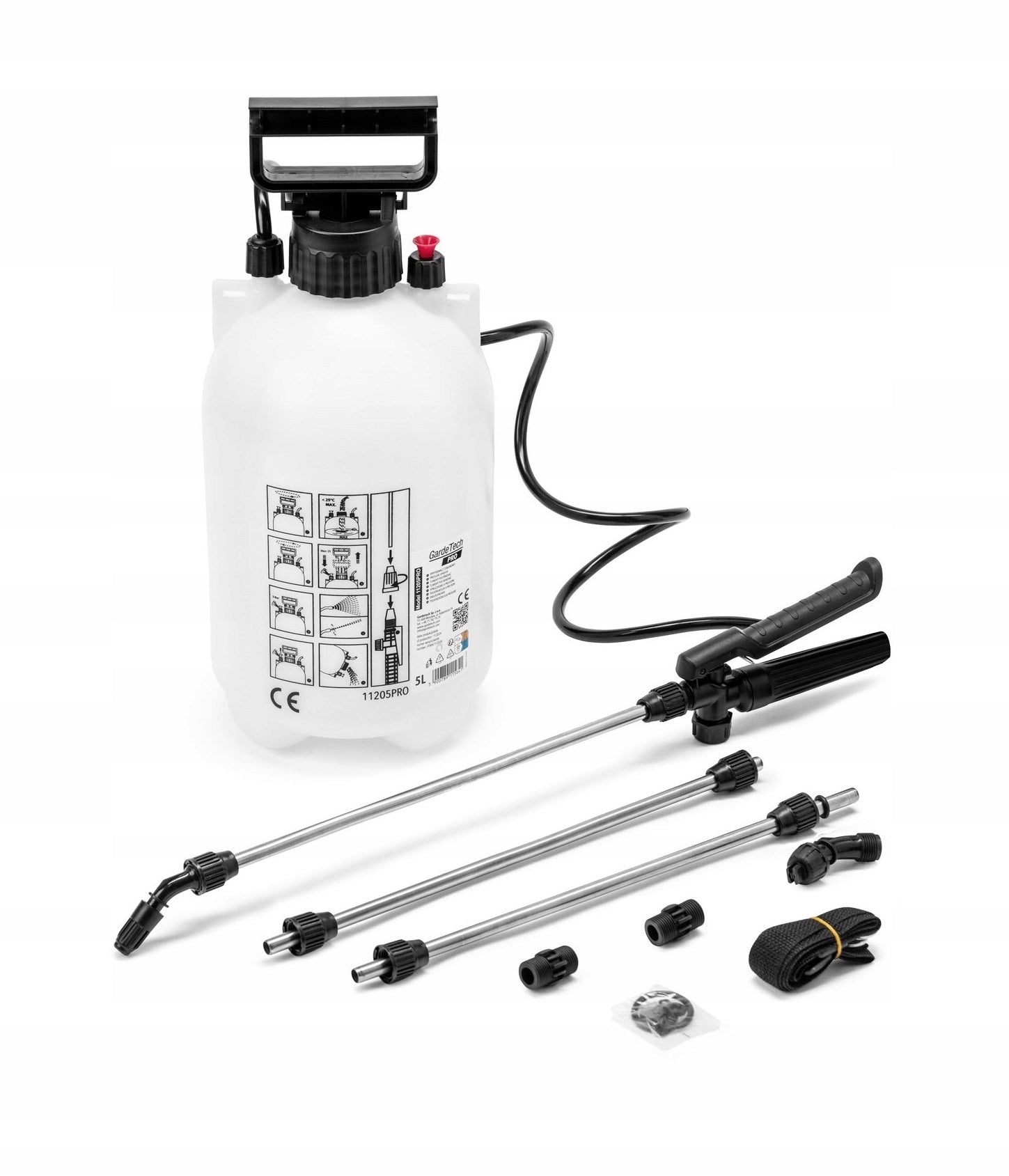 PRESSURE HAND SPRAYER 5L GARDETECH PRO LONG STEEL LANCE 128cm Brand GardeTech