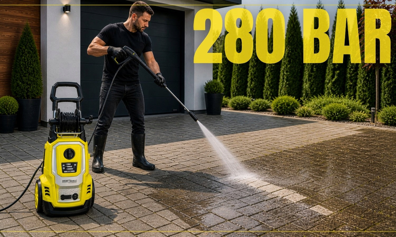 PRESSURE WASHER 280 BAR BRASS PUMP STRONG FOR CAR CUBE 3000W Brand Kraft&Dele
