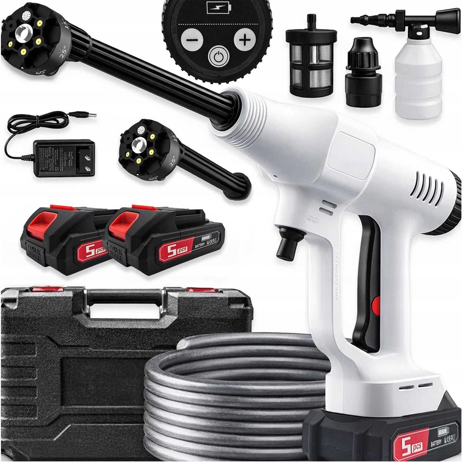 PRESSURE WASHER CORDLESS GARDEN MULTI NOZZLE 60 BAR 2X AKU SET Manufacturer code MYJKA CIŚNIENIOWA AKUMULATOROWA 60BAR MEMFLOW