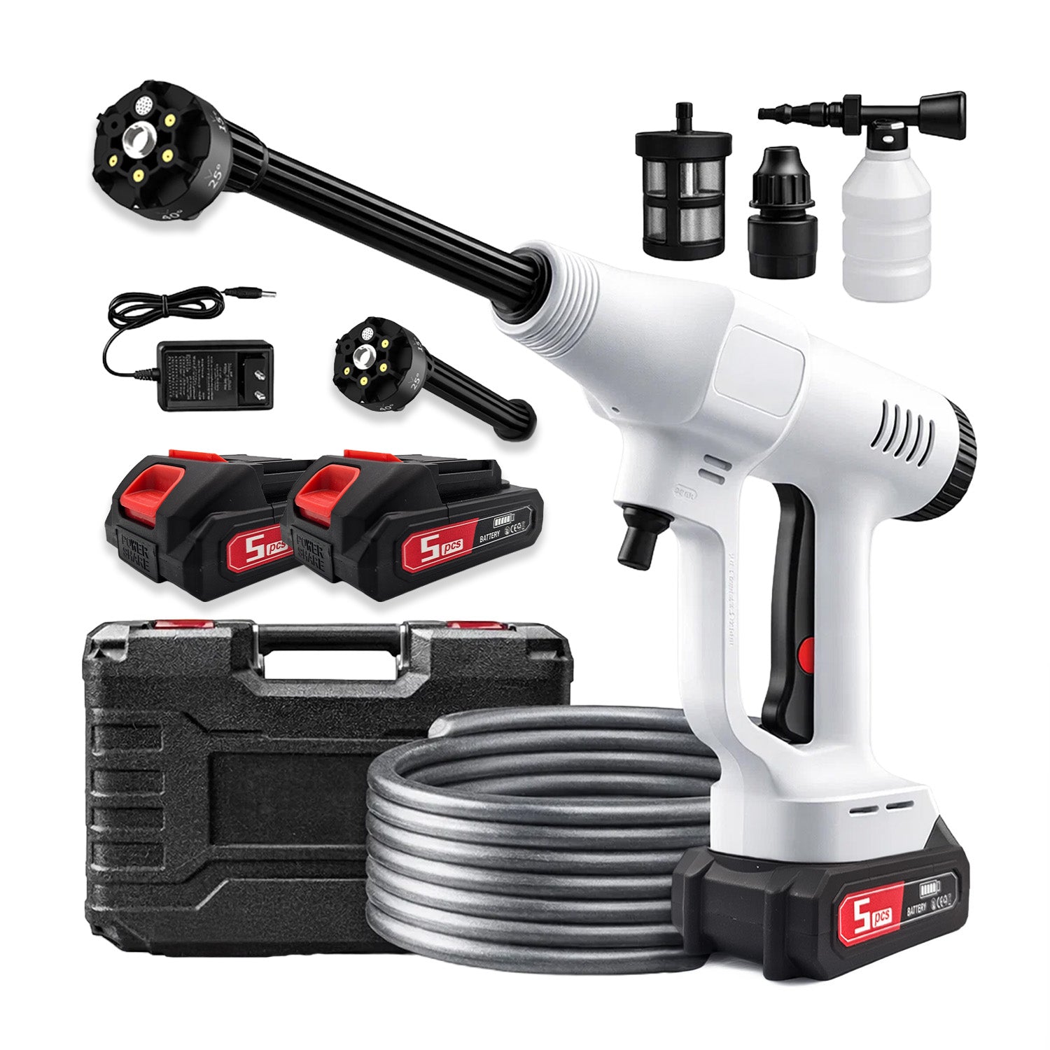 PRESSURE WASHER CORDLESS GARDEN MULTI NOZZLE 60 BAR 2X AKU SET Model MYJKA CIŚNIENIOWA BEZPRZEWODOWA MULTIFUNKCYJNA