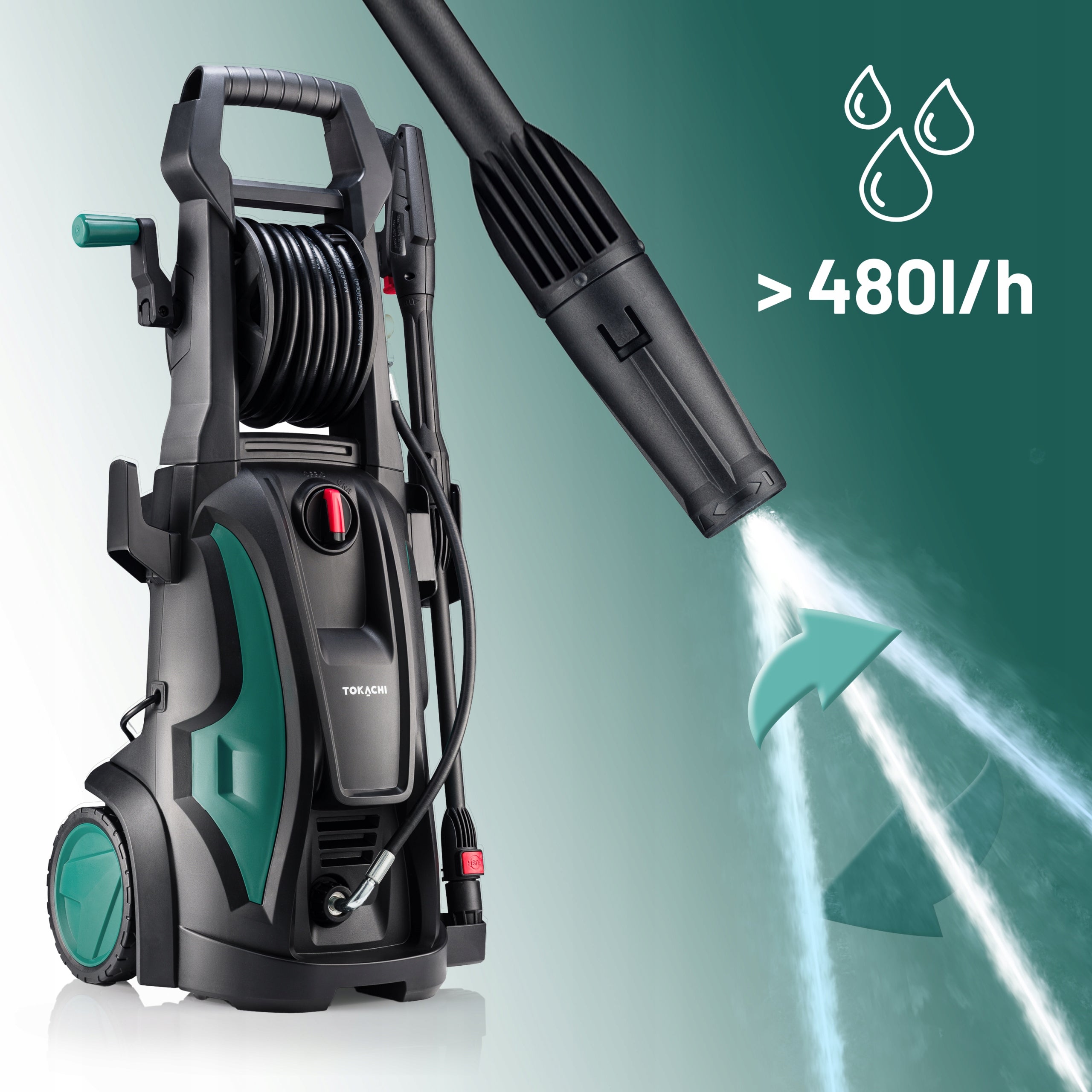 PRESSURE WASHER POWERFUL 180bar ALUMINUM PUMP 2400W TURBO L8 ALU SET Operating pressure 120 bar