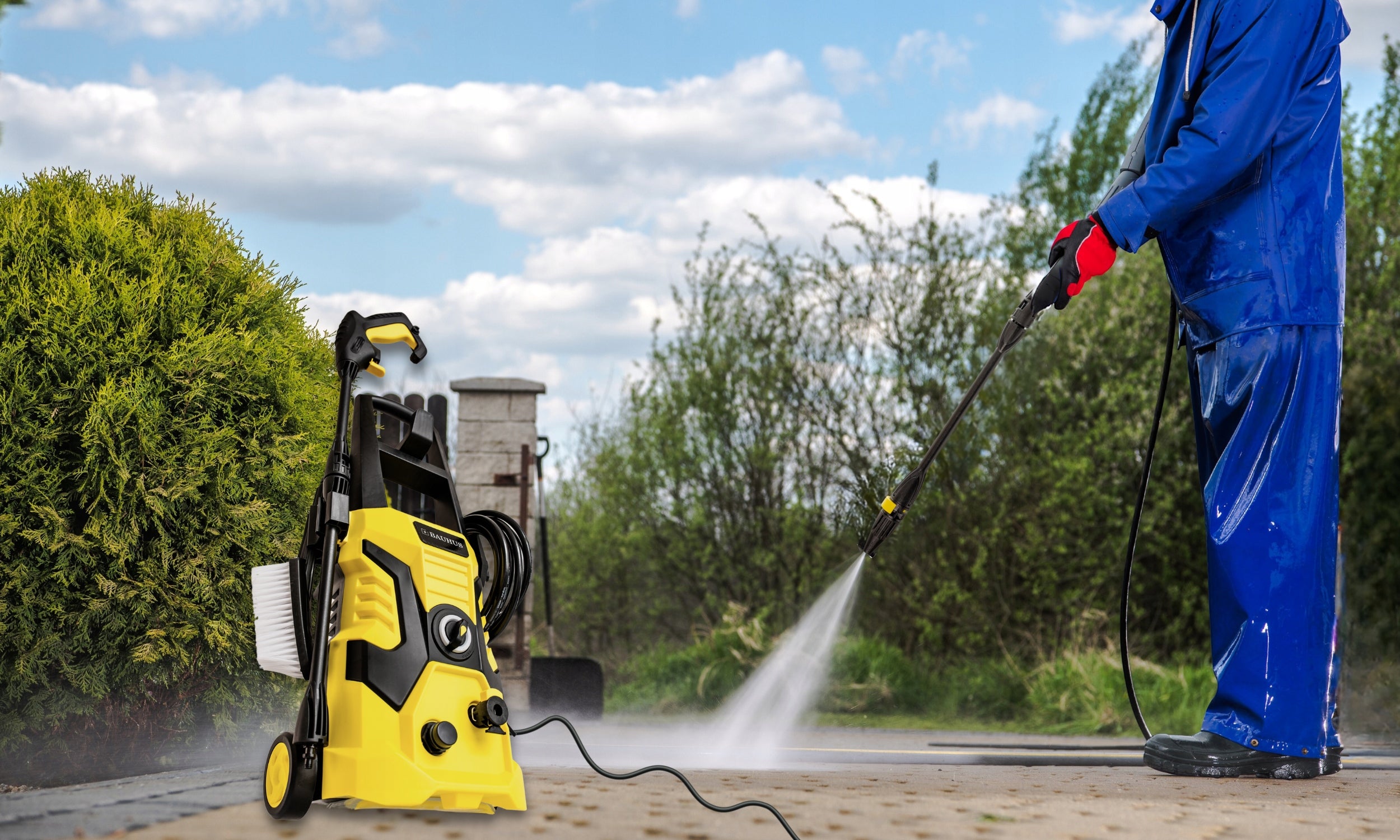 PRESSURE WASHER Powerful PRO PREMIUM Pump WITH WHEELS 1700W + LIQUID KARCHER Operating pressure 90 bar