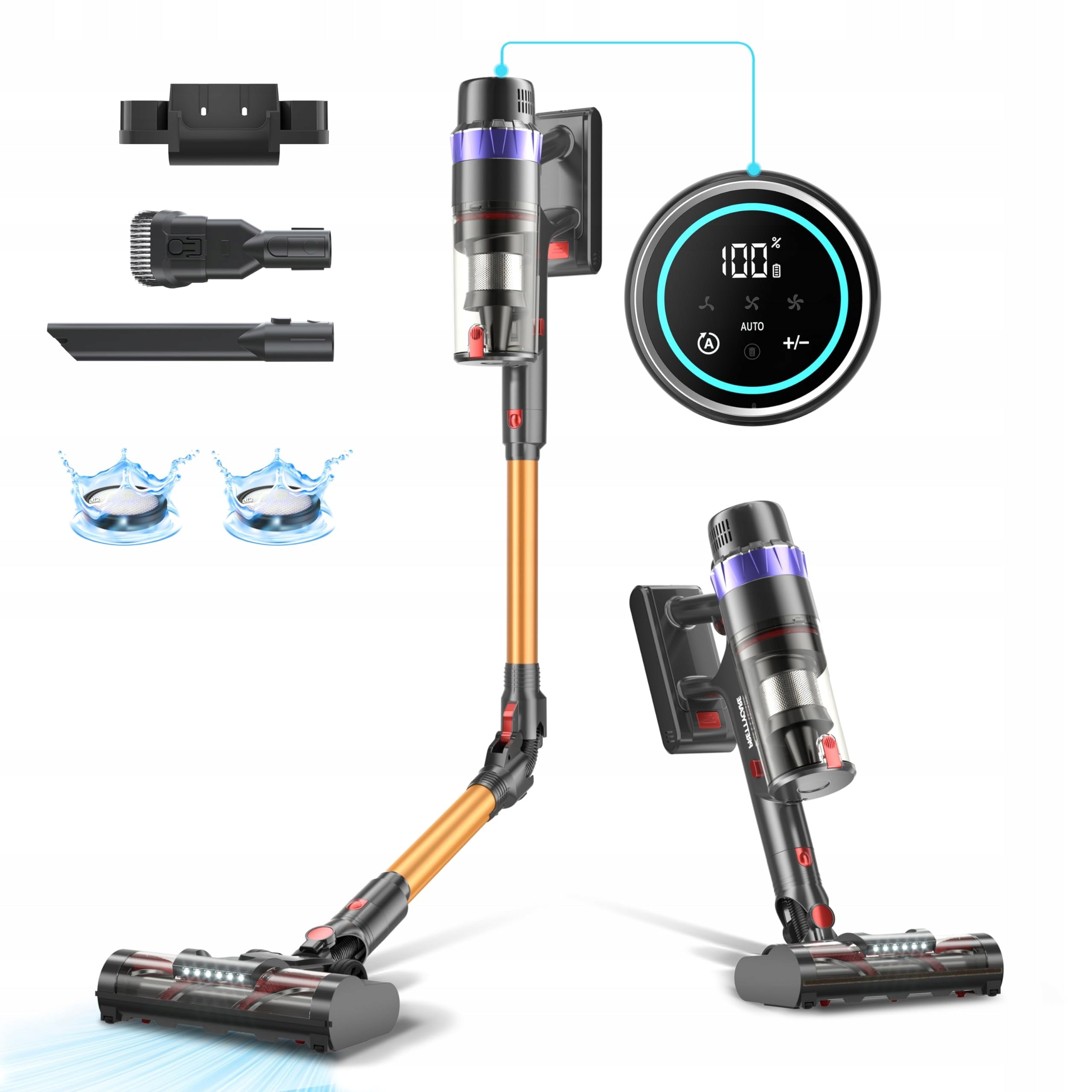 PRETTYCARE Cordless Vertical Quiet Wireless Hair Vacuum Cleaner