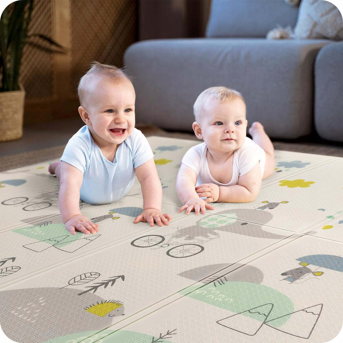 PRIMABOBO Foam Mat Double Sided Folding 150x180 for Kids Elephant Grey Manufacturer code C003_150X180