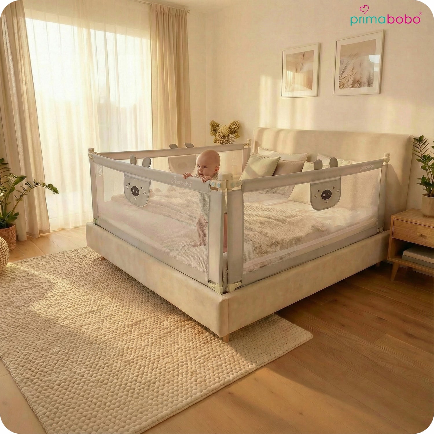 PRIMABOBO Protective barrier for bed BEAR 200x140cm 3 pcs Folding GREY Manufacturer code BM01_SZ 200_140