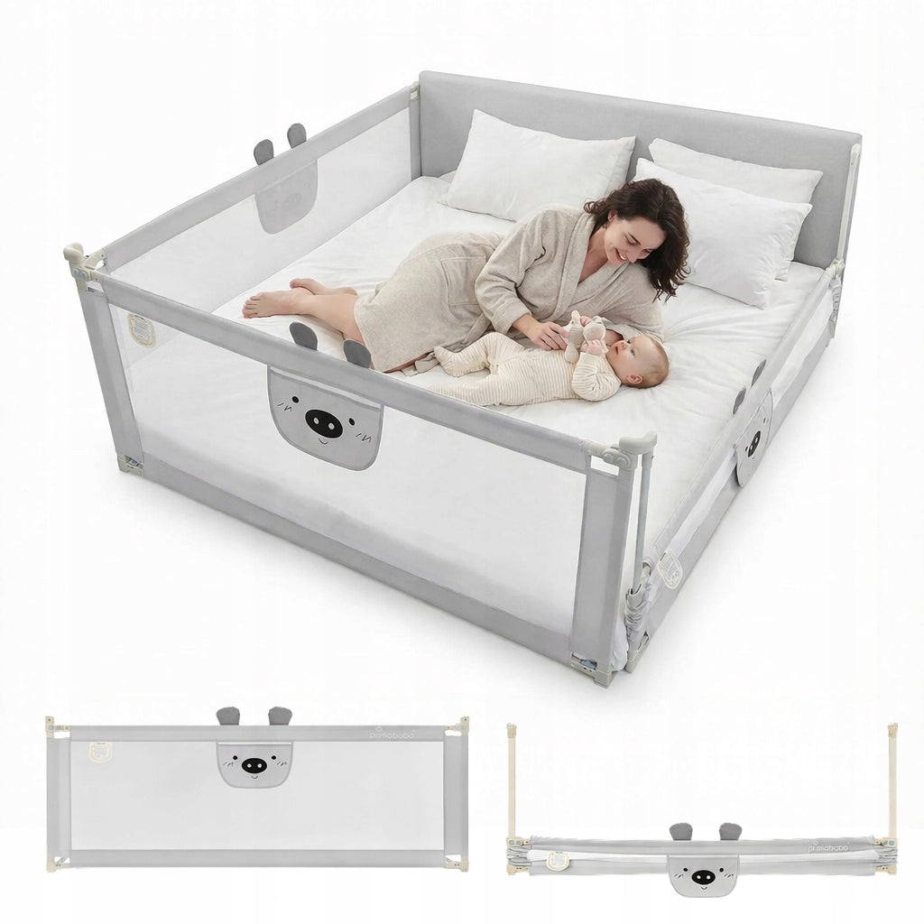 PRIMABOBO Protective barrier for bed BEAR 3x200cm folding safe GREY