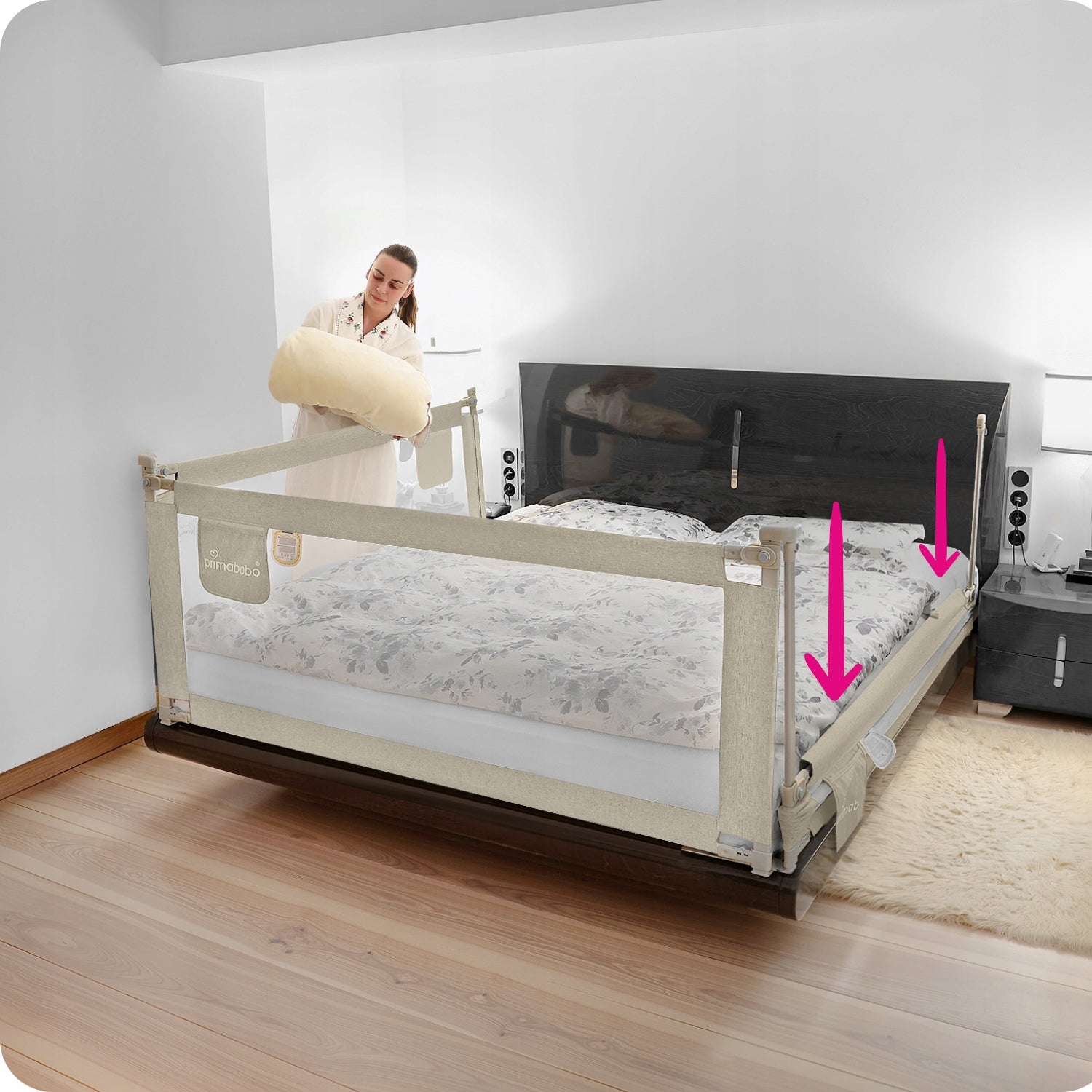 PRIMABOBO Protective barrier for bed CLASSIC 140cm for children HIGH BEIGE Manufacturer code BCL01_BE 140
