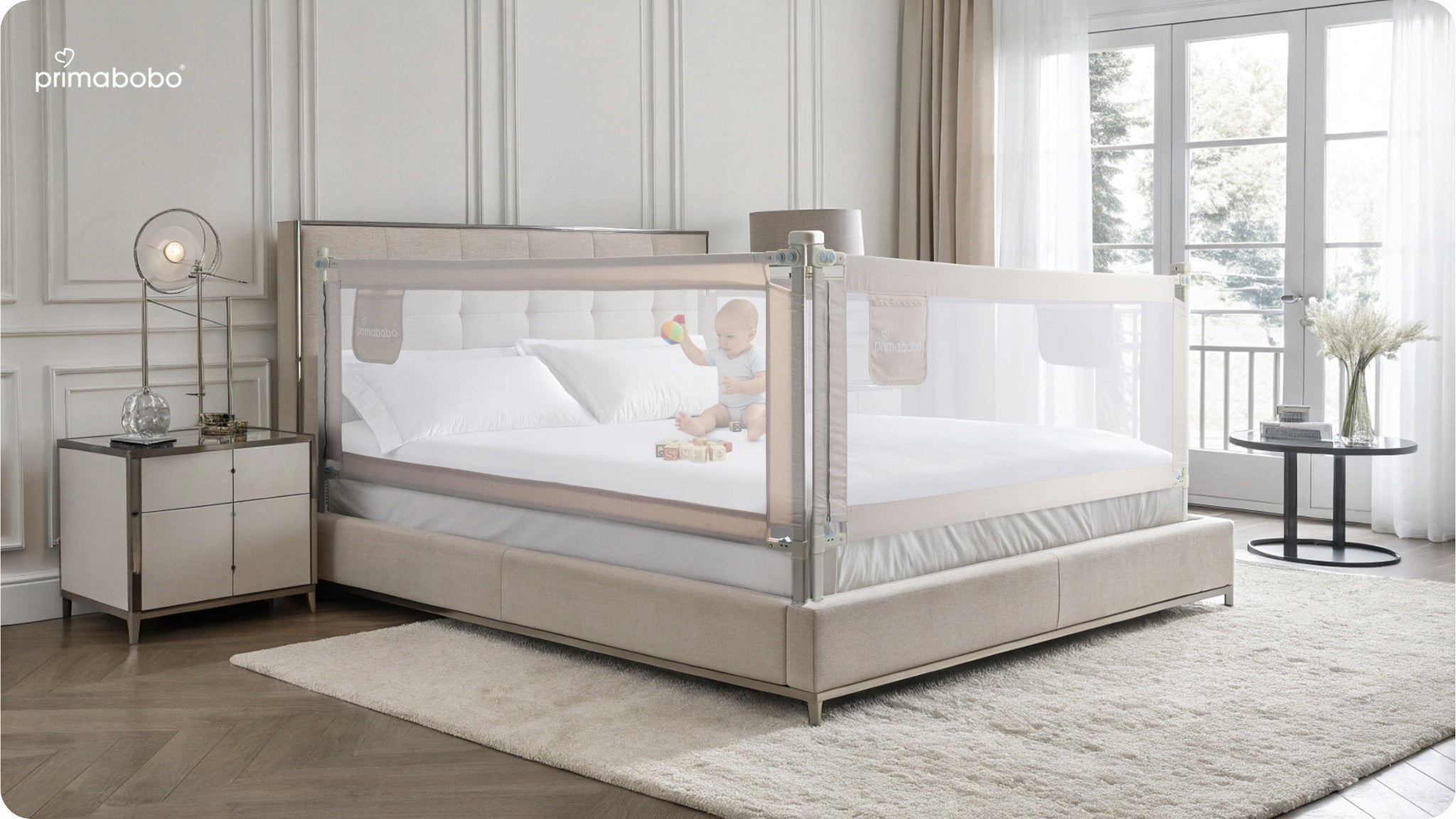 PRIMABOBO Protective barrier for bed CLASSIC 180cm for children HIGH BEIGE Packaging status original