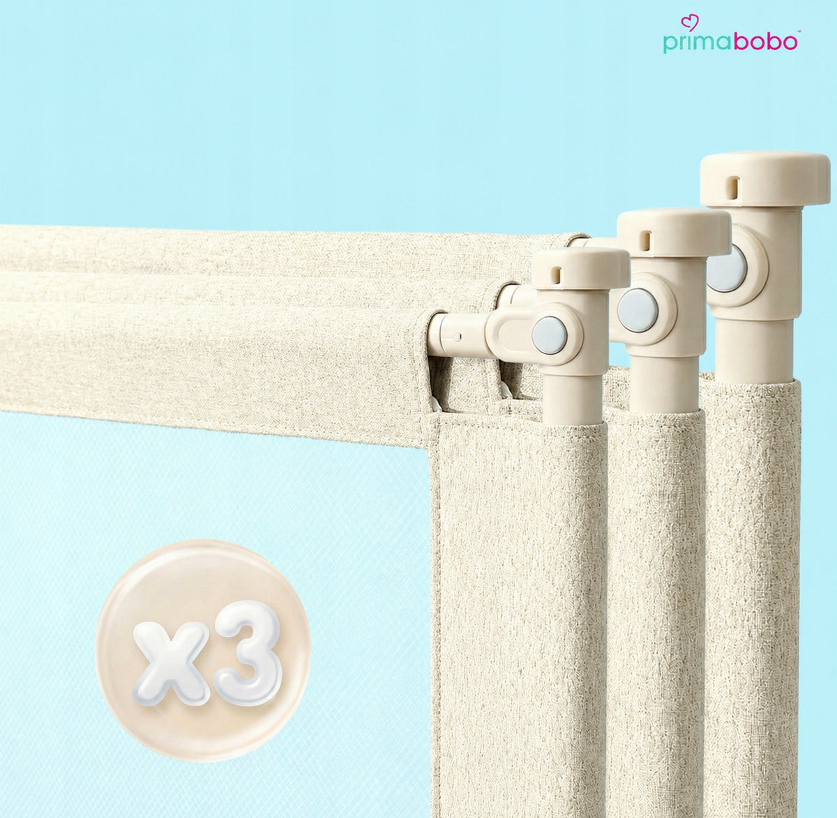 PRIMABOBO Protective barrier for bed CLASSIC 3x200cm 3 pcs Folding BEIGE Packaging status original